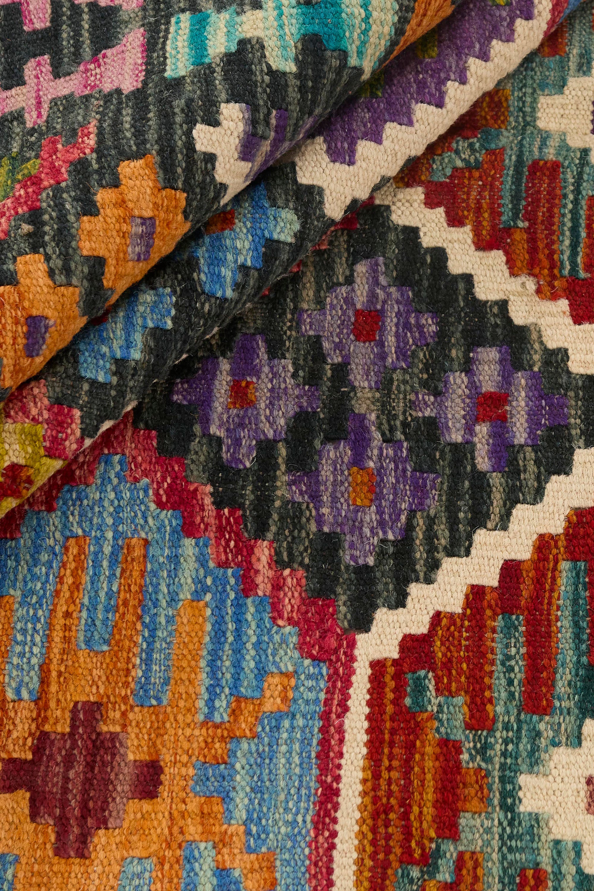 Multicolour traditional Afghan Kilim rug