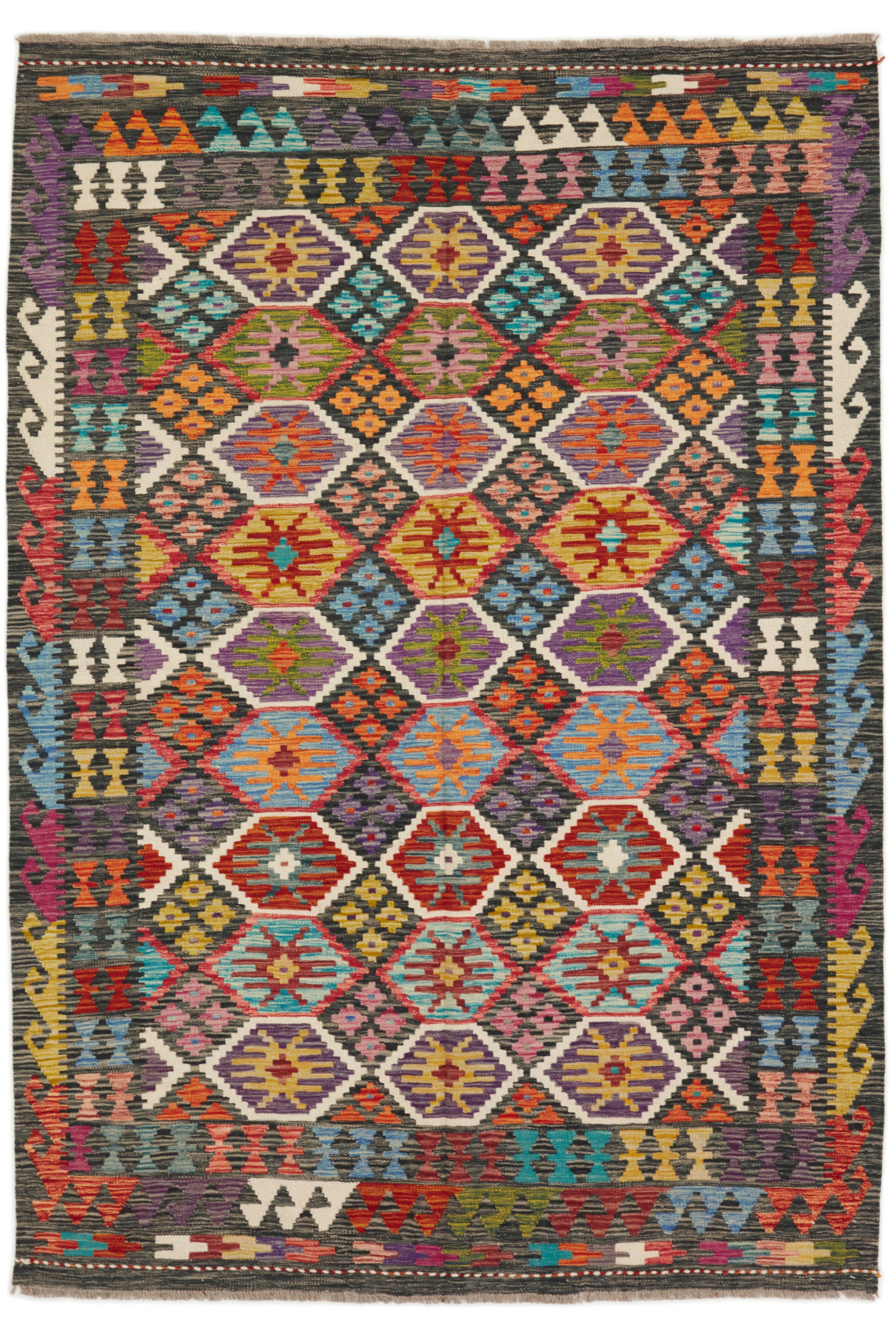Multicolour traditional Afghan Kilim rug