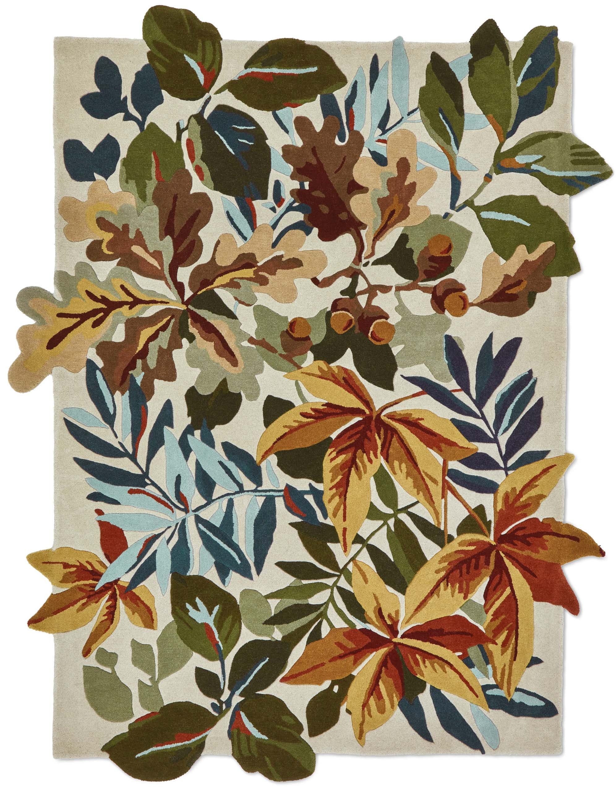 Floral rug with extruding pattern in neutral tones