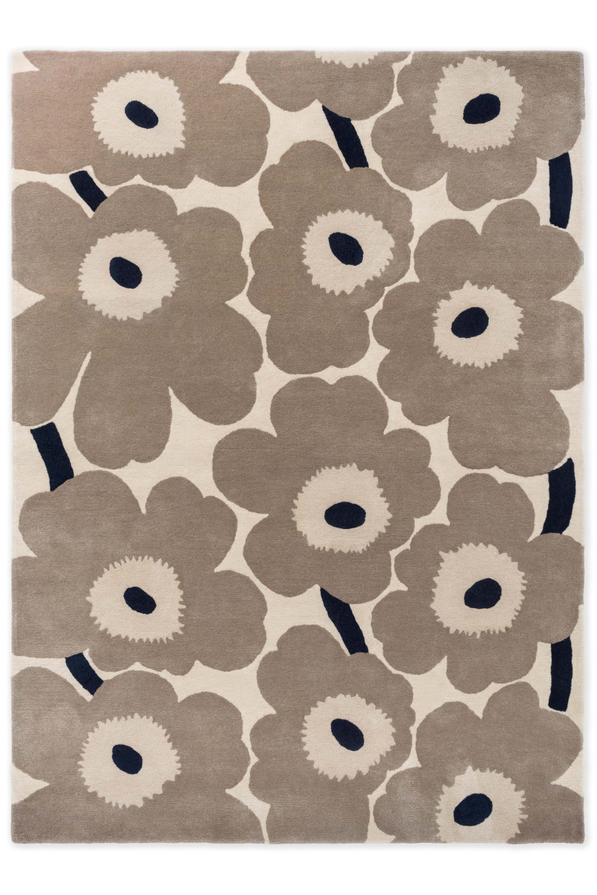Grey patterned floral rug