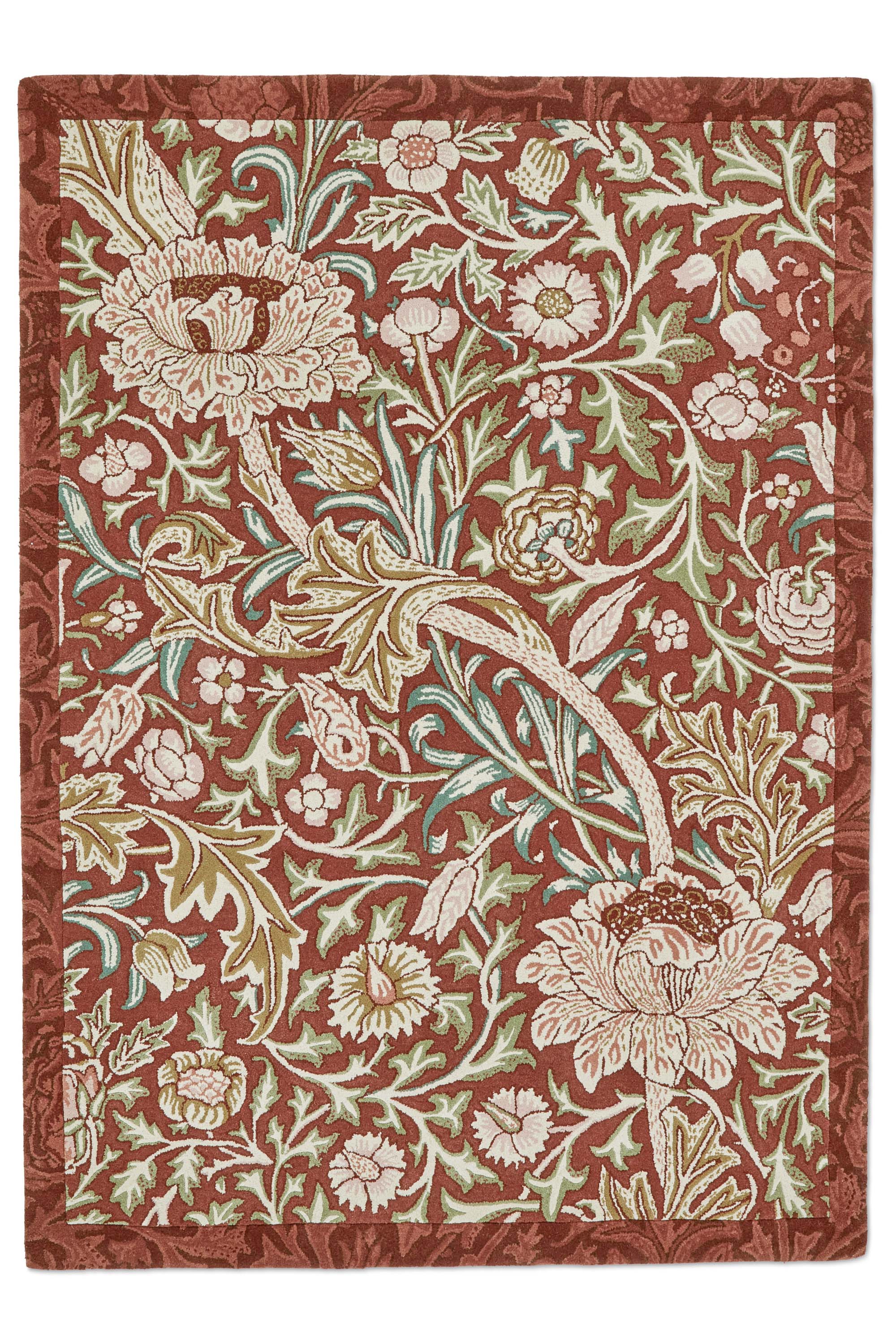 Red floral bordered rug