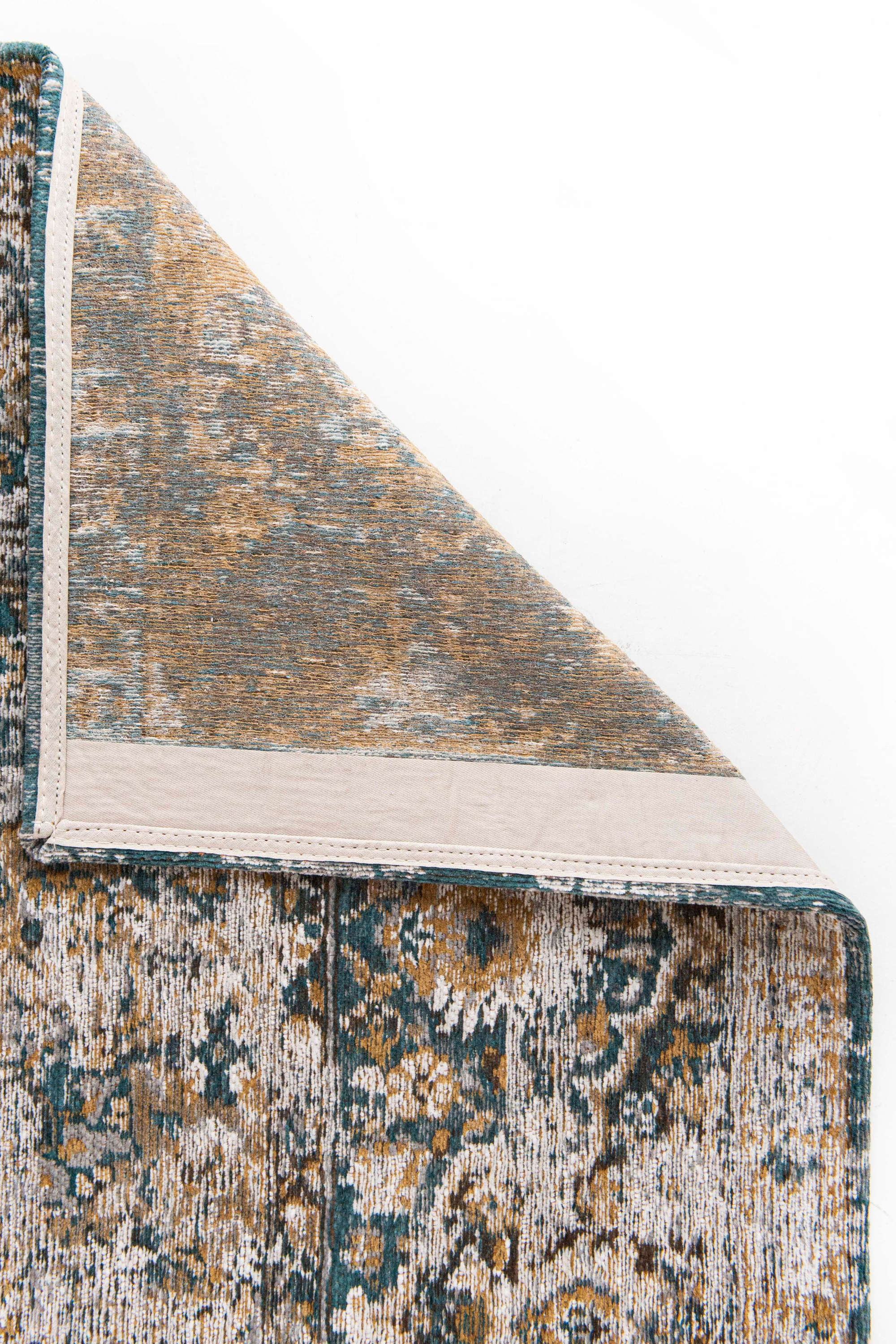 white, blue and yellow vintage style rug