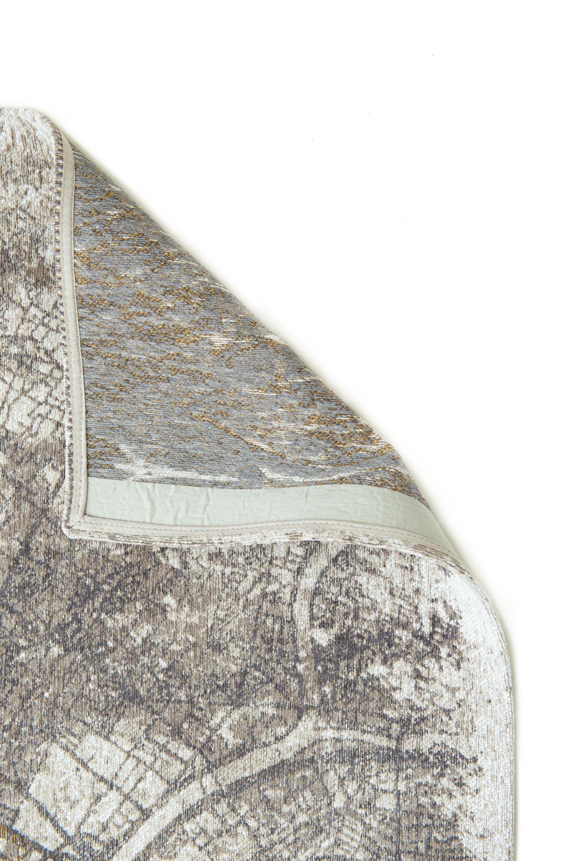 Silver abstract rug with a pattern inspired by the map of Paris