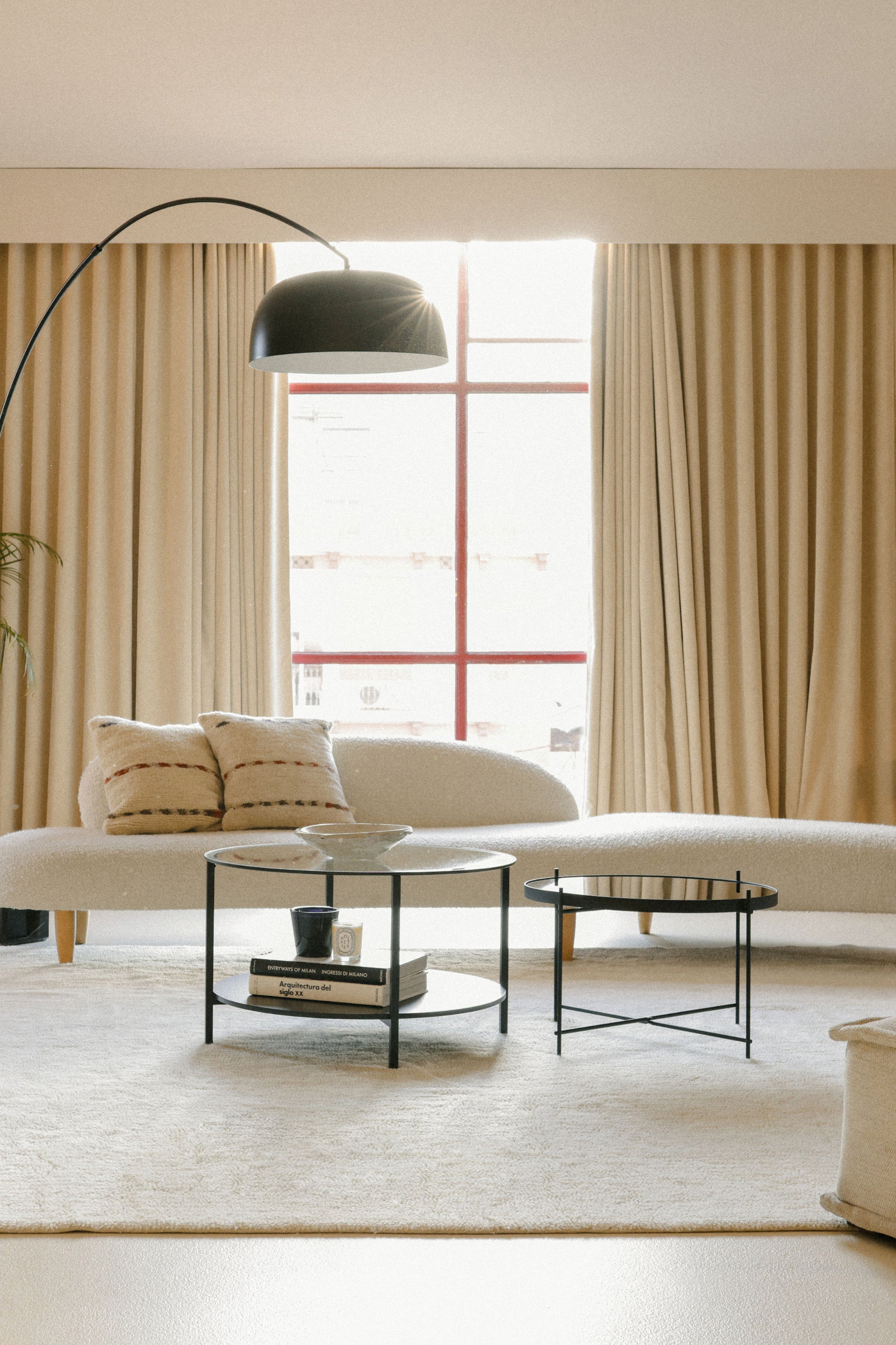 Plain cream rectangle wool rug with soft pile