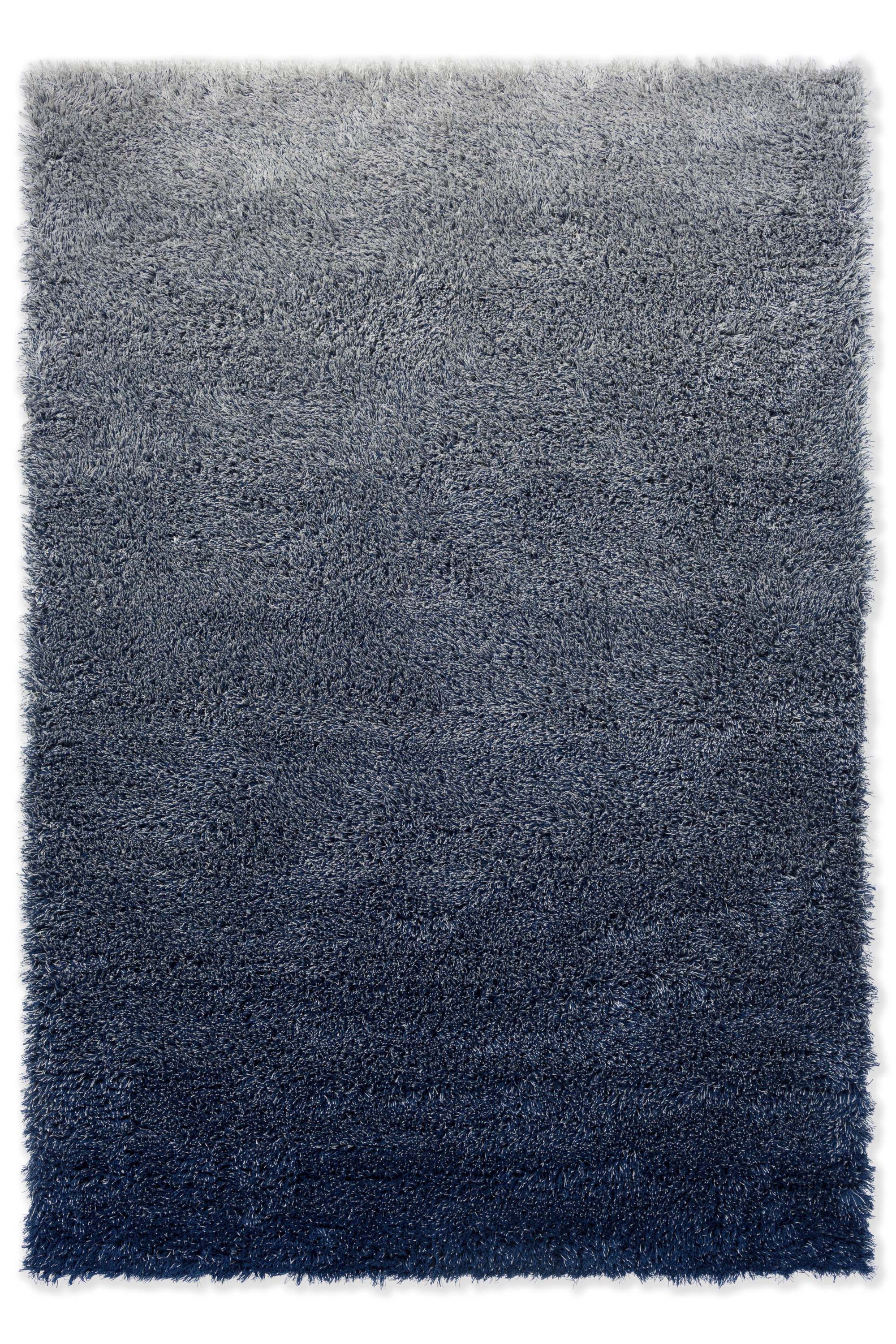 Plain blue rug with shaggy pile
