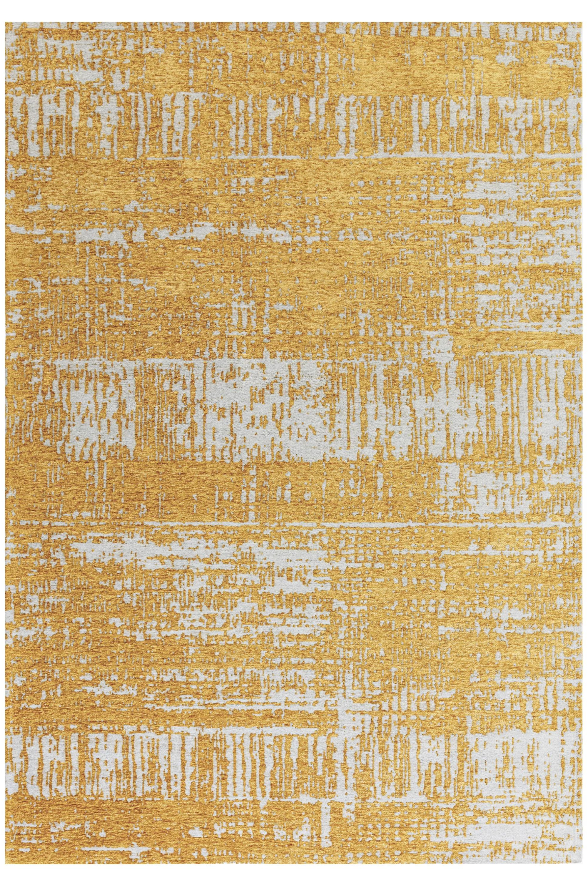 Modern gold flatweave rug with abstract pattern 