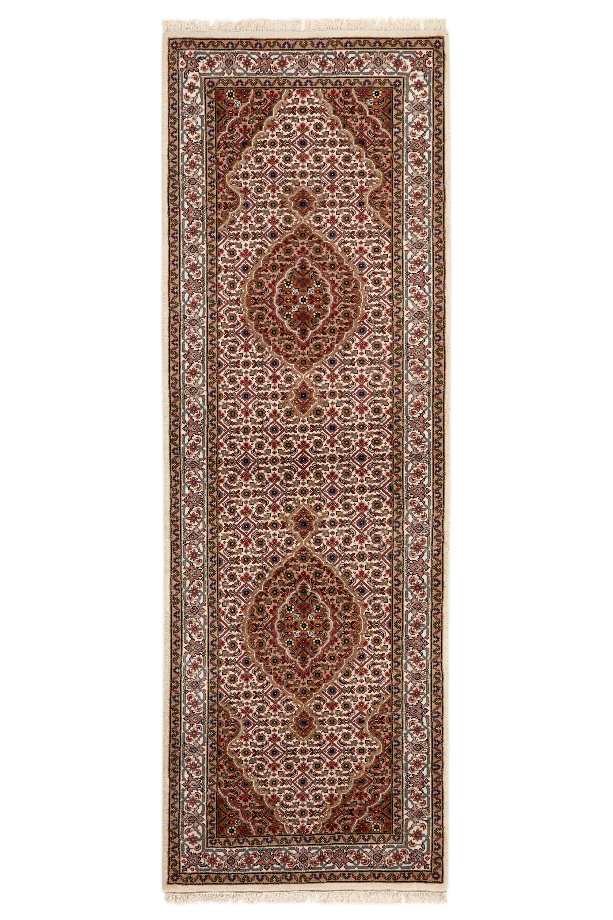 Traditional bordered Tabriz Indi runner