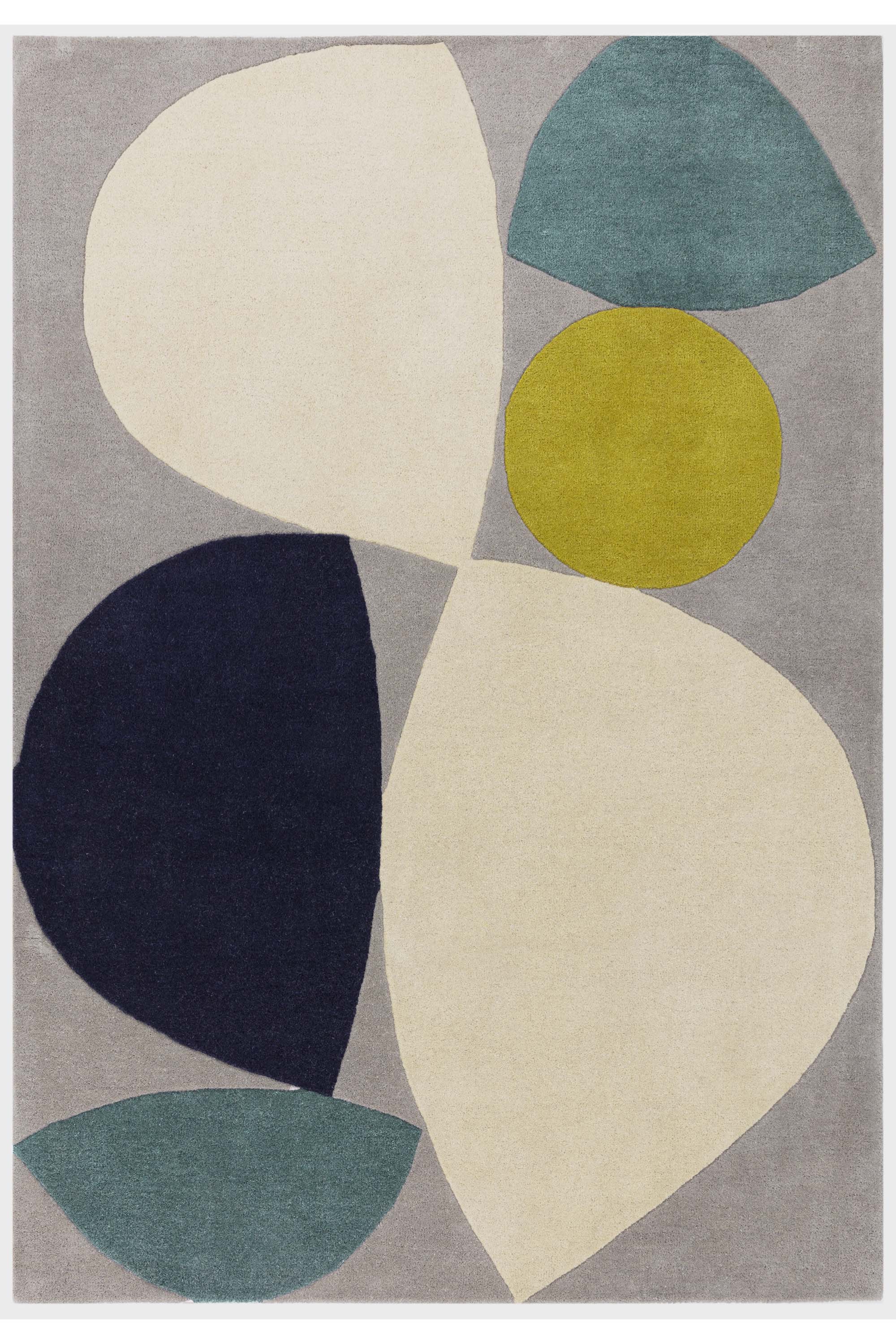 Abstract wool rug featuring a multicolour pattern