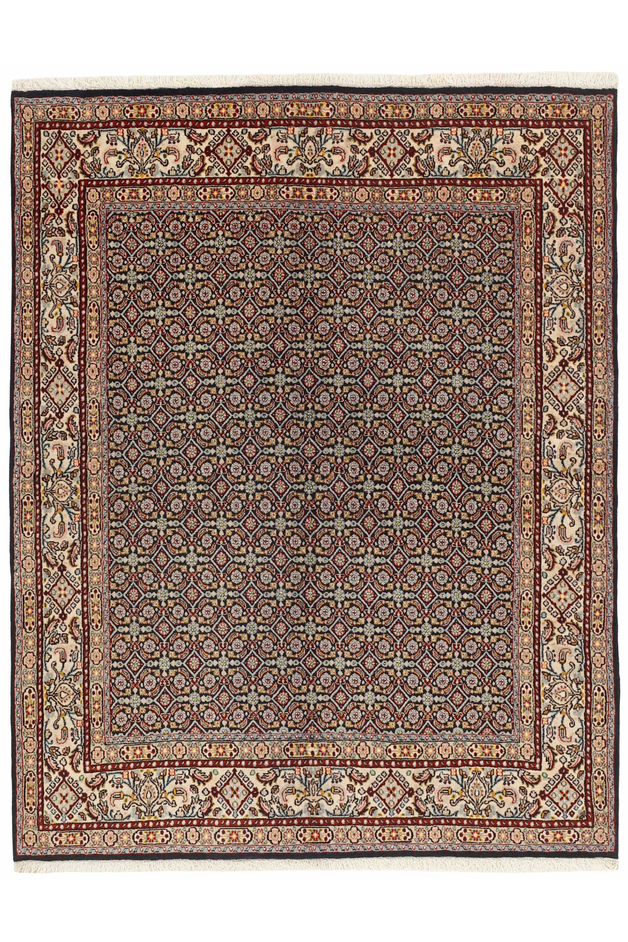 Traditional luxury Moud Mahi bordered rug