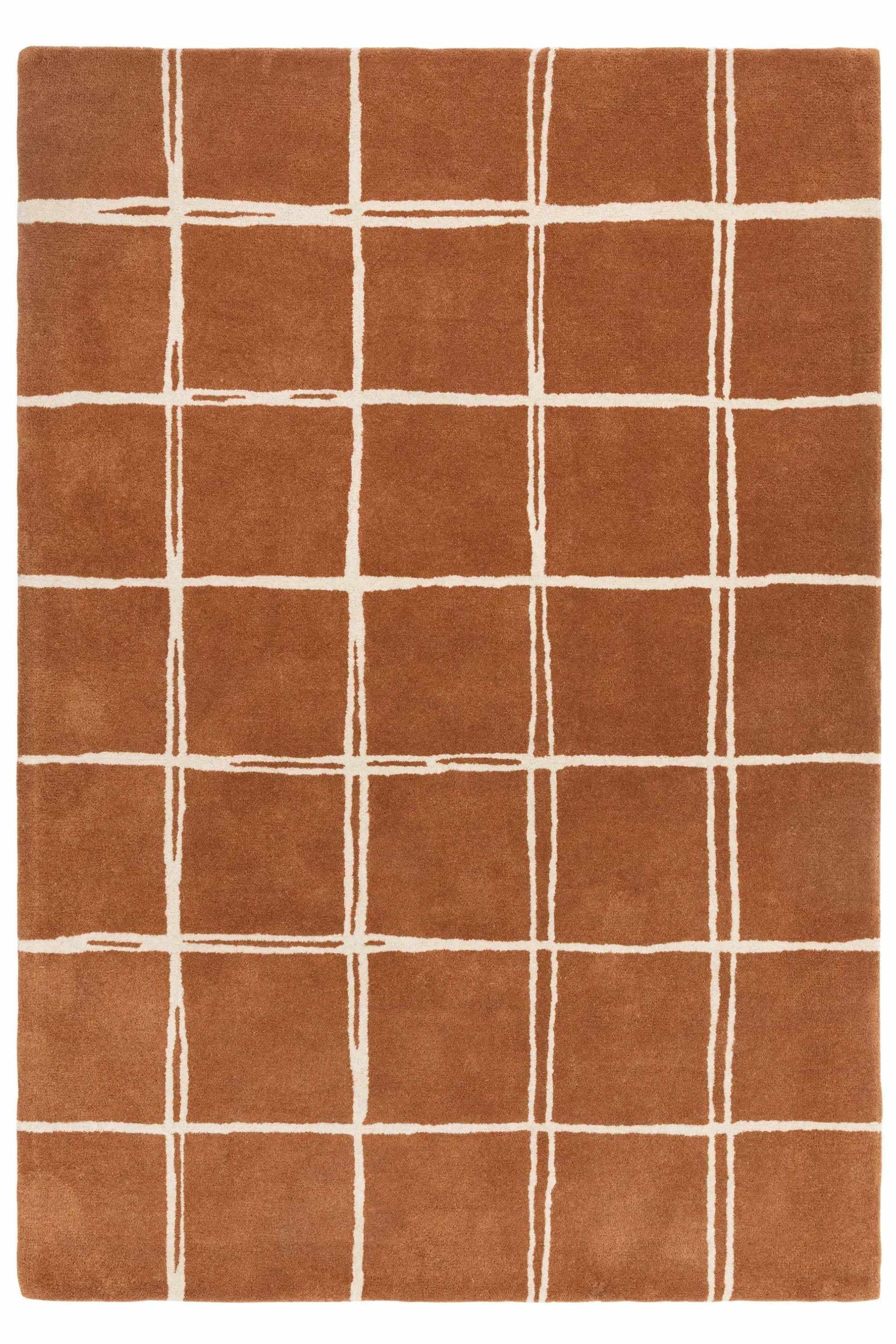 Orange rug with minimal geometric pattern