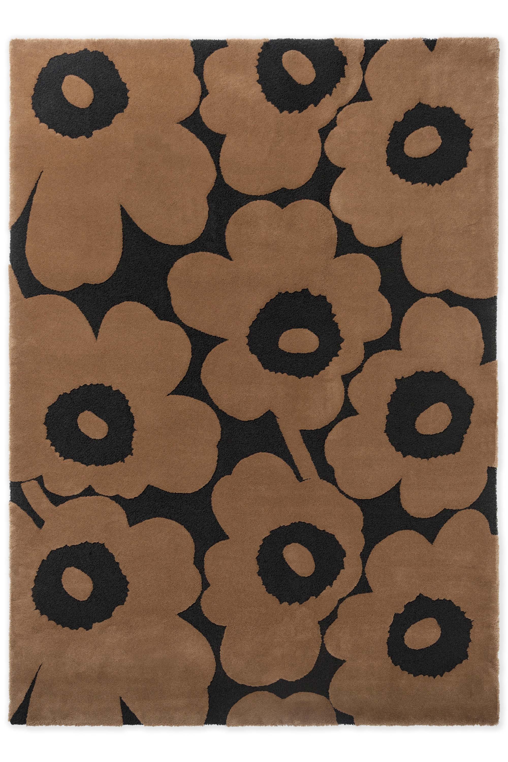 Brown patterned floral rug