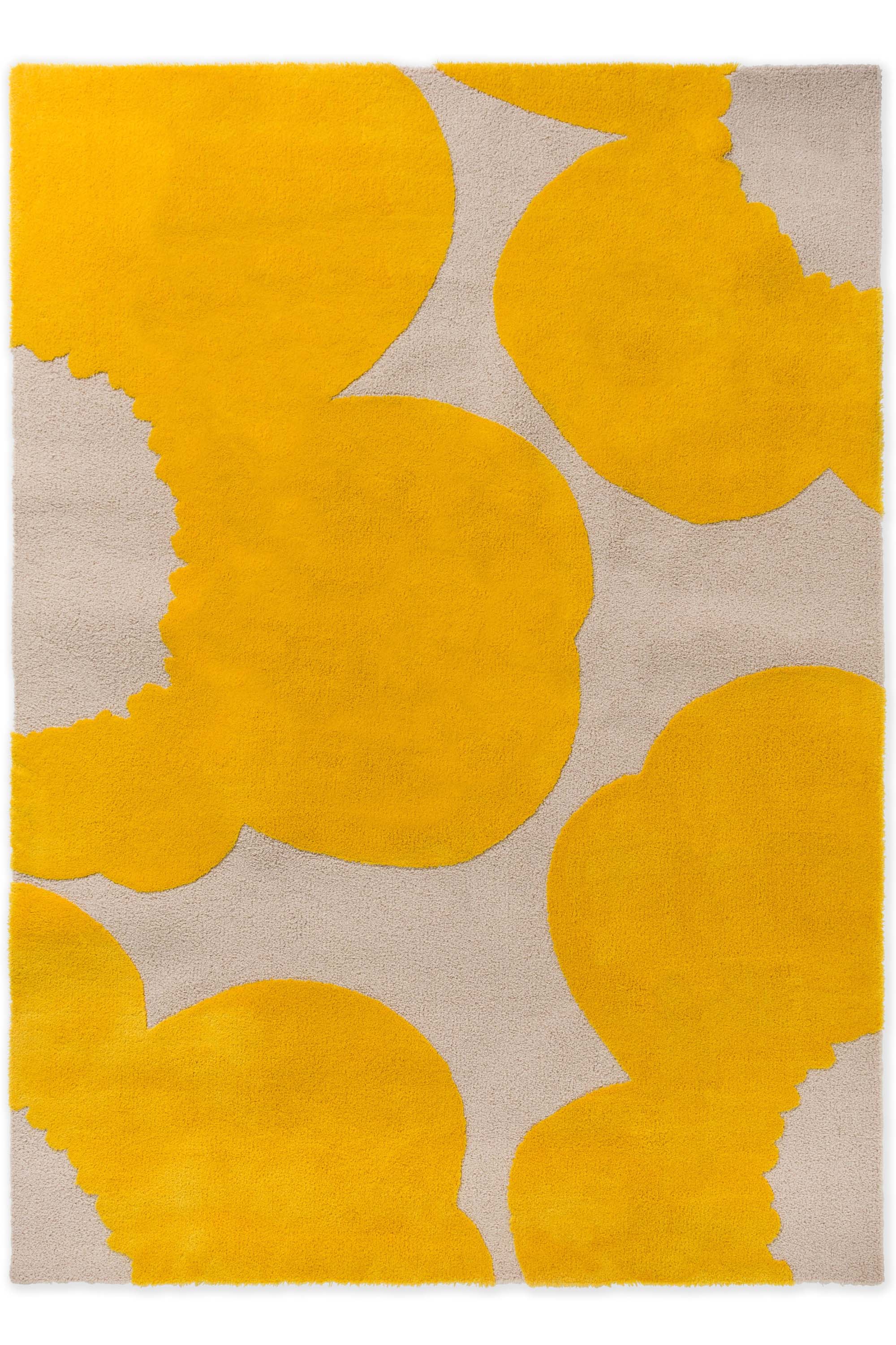 Plain rug with yellow floral pattern