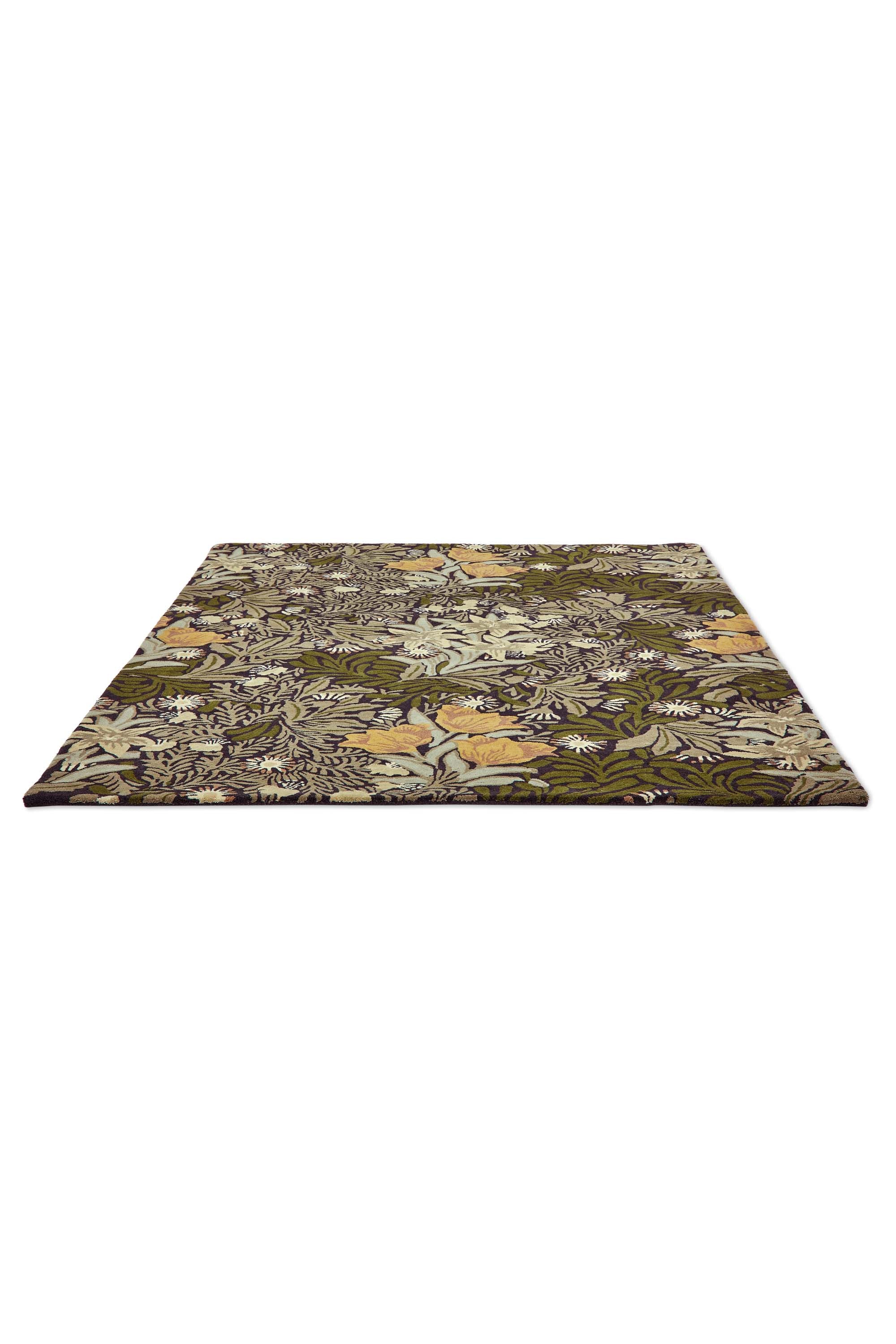 Green floral abstract rug