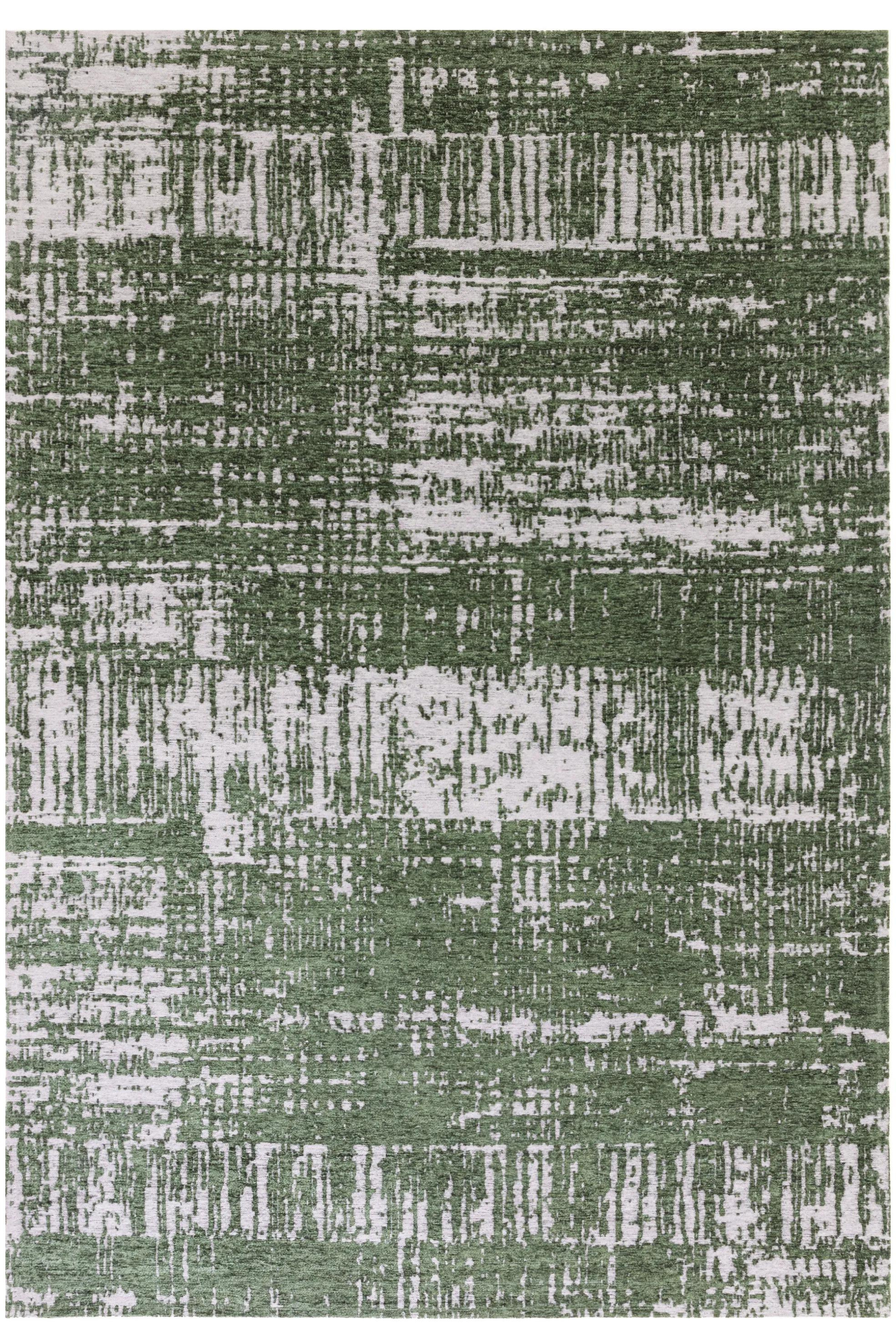Modern green flatweave rug with abstract pattern