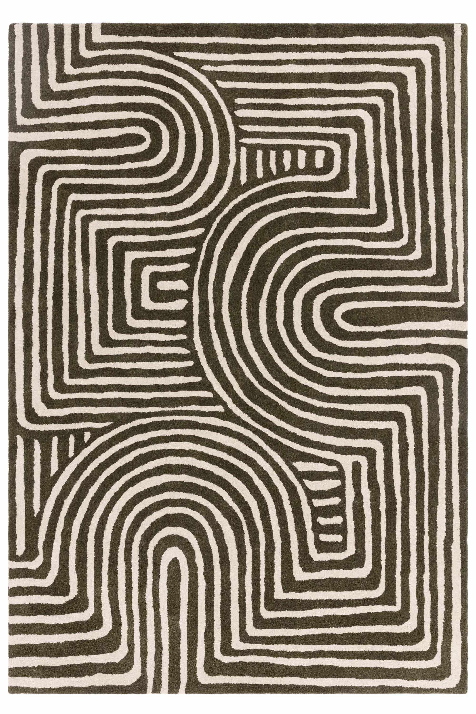 Geometric wool rug featuring a multicolour pattern