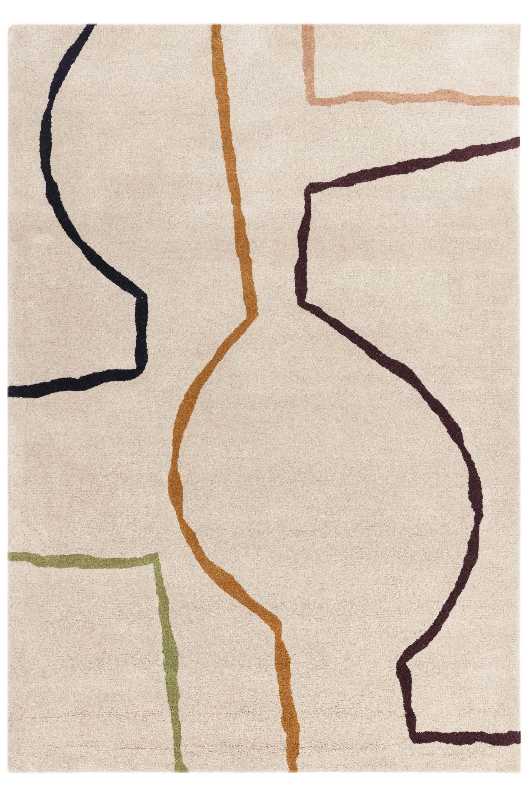 Geometric wool rug featuring a multicolour pattern
