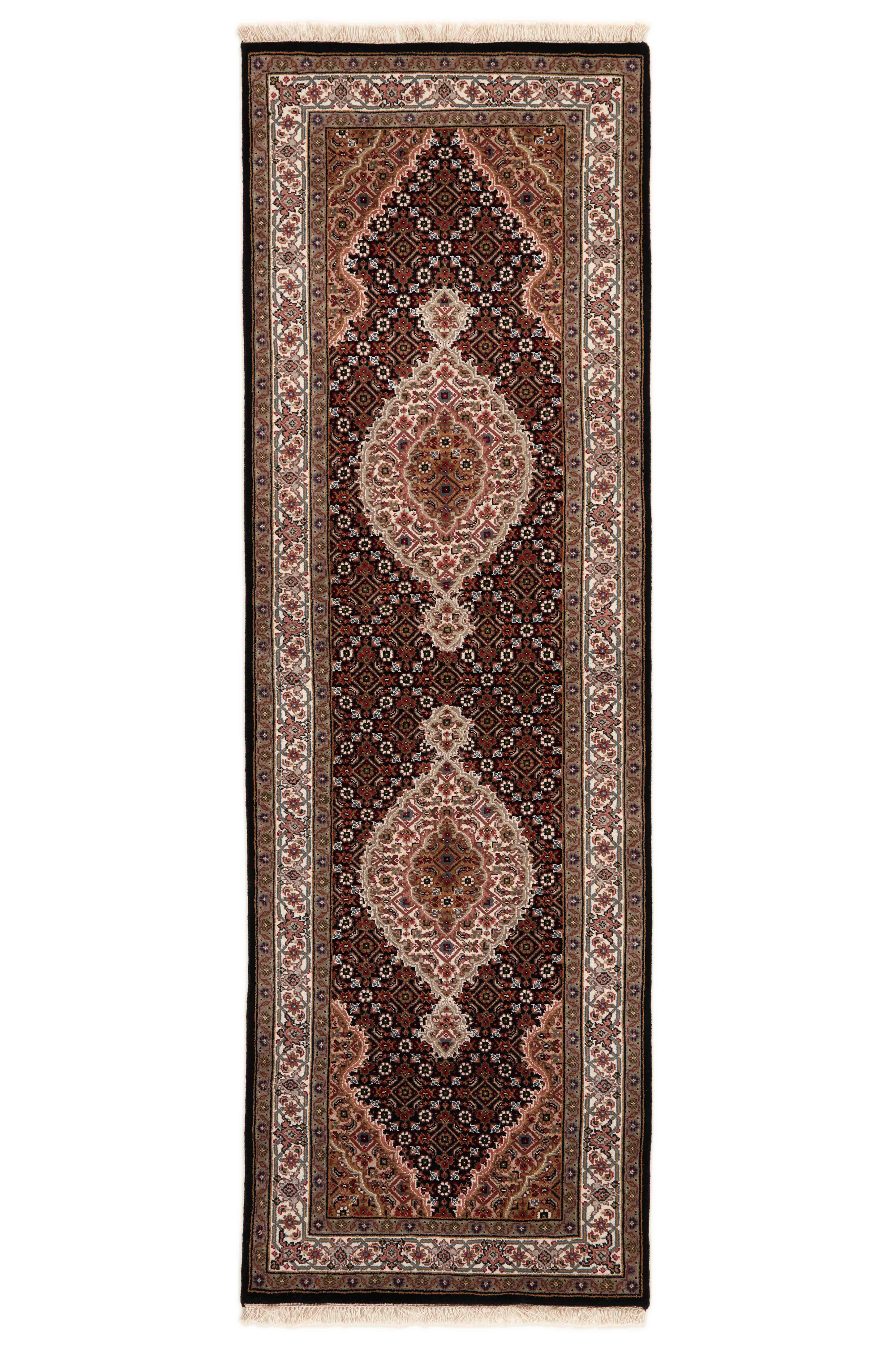 Traditional bordered Tabriz Indi runner