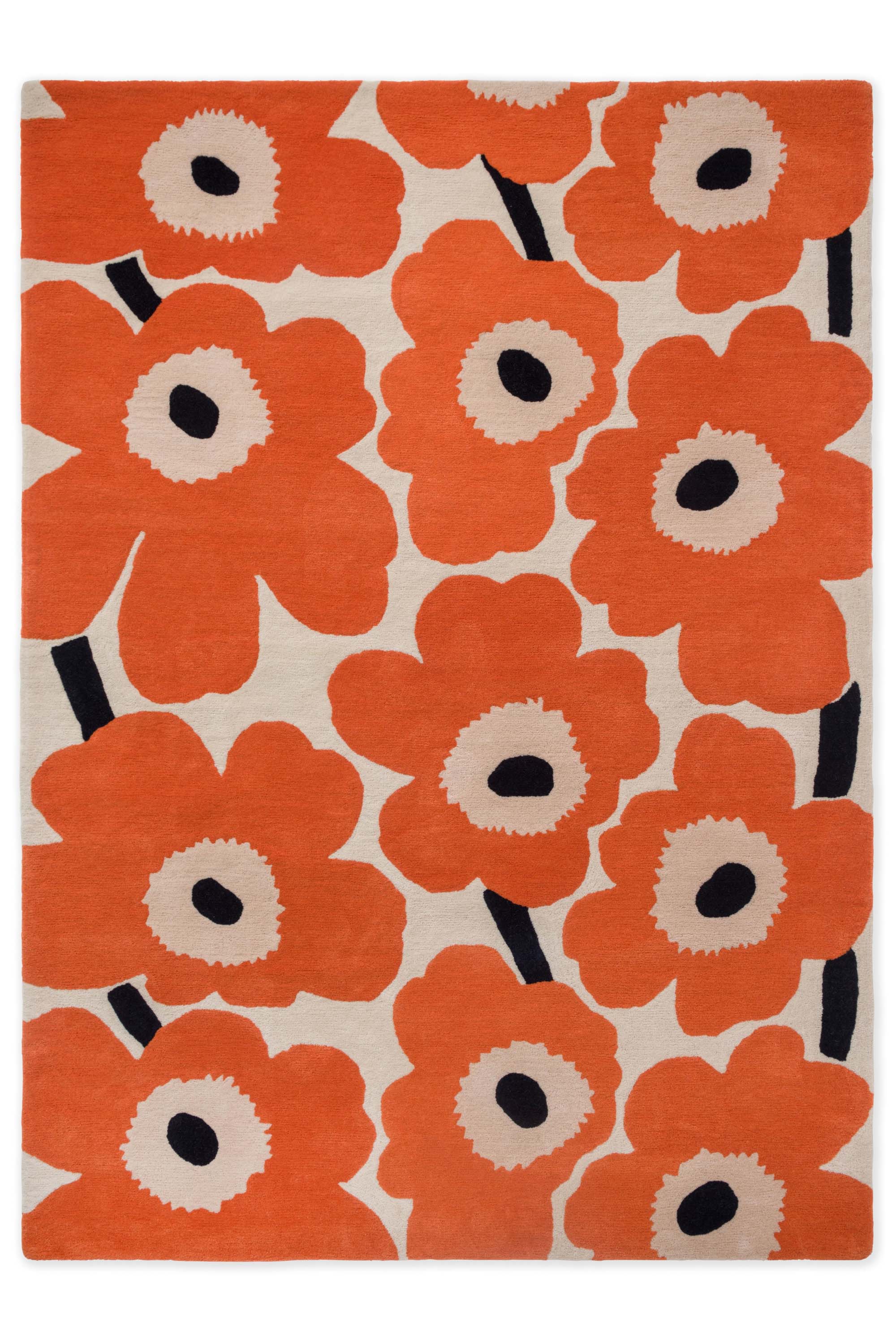 Orange patterned floral rug