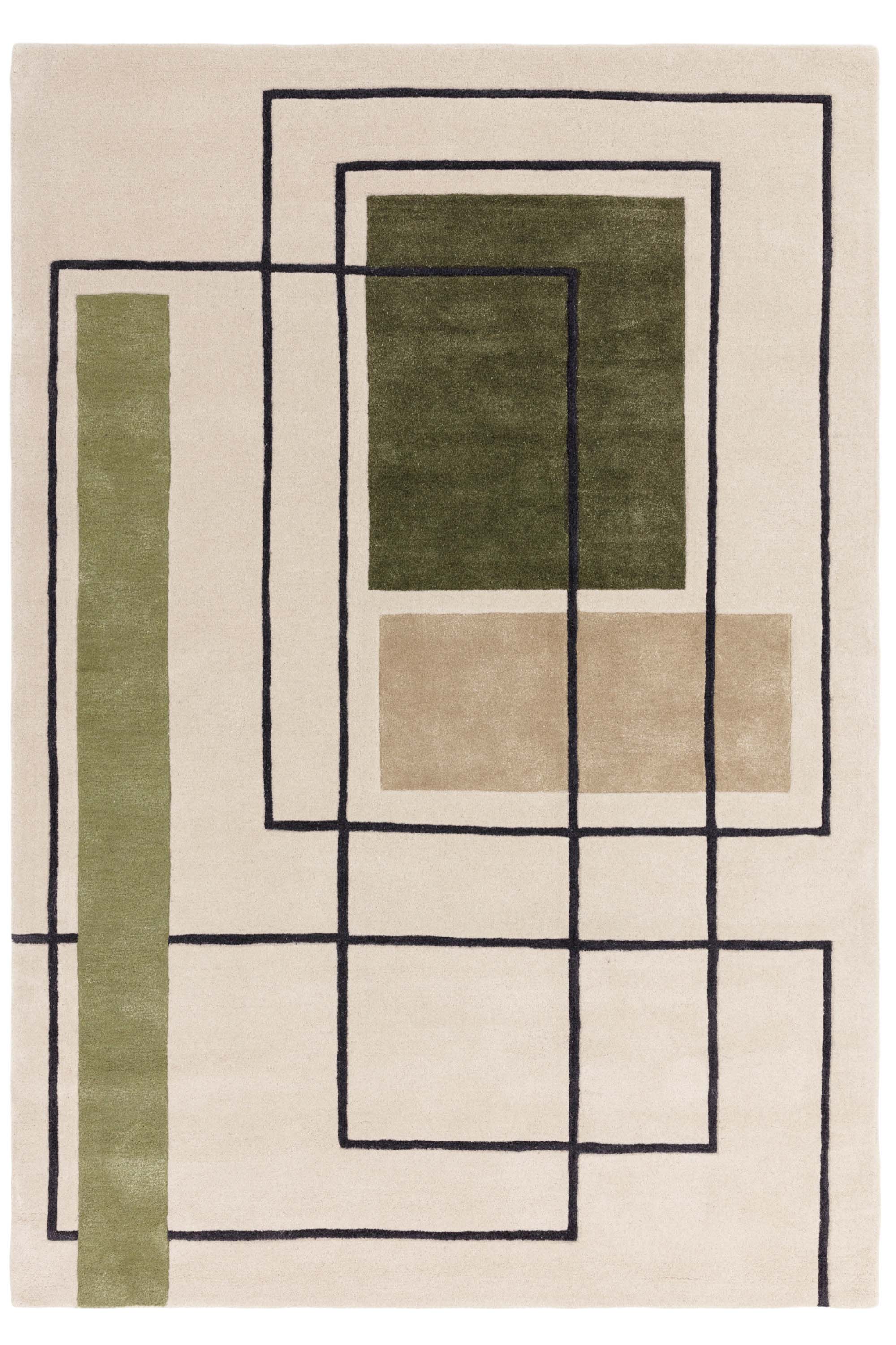 Geometric wool rug featuring a multicolour pattern