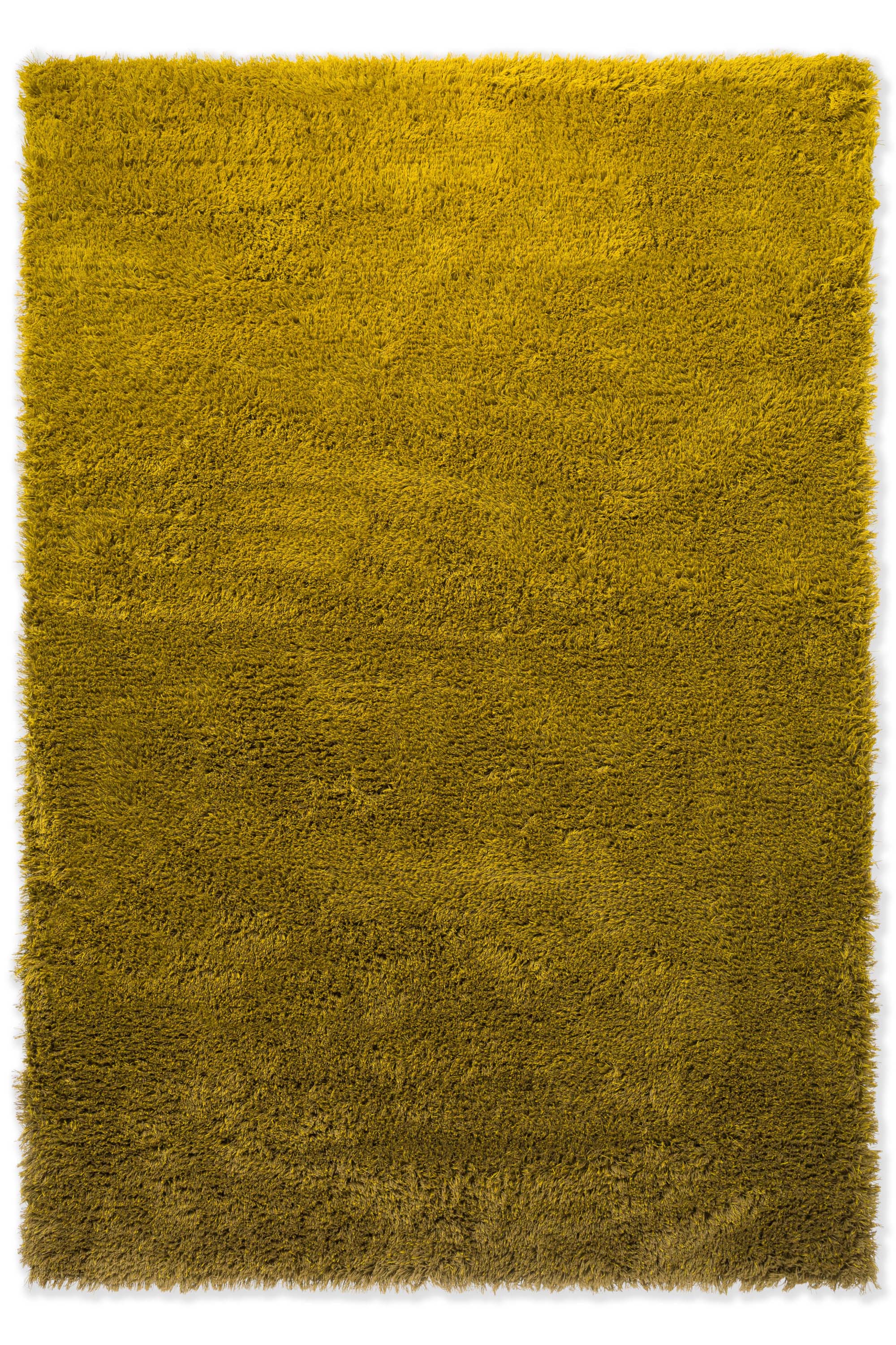 Plain yellow rug with shaggy pile