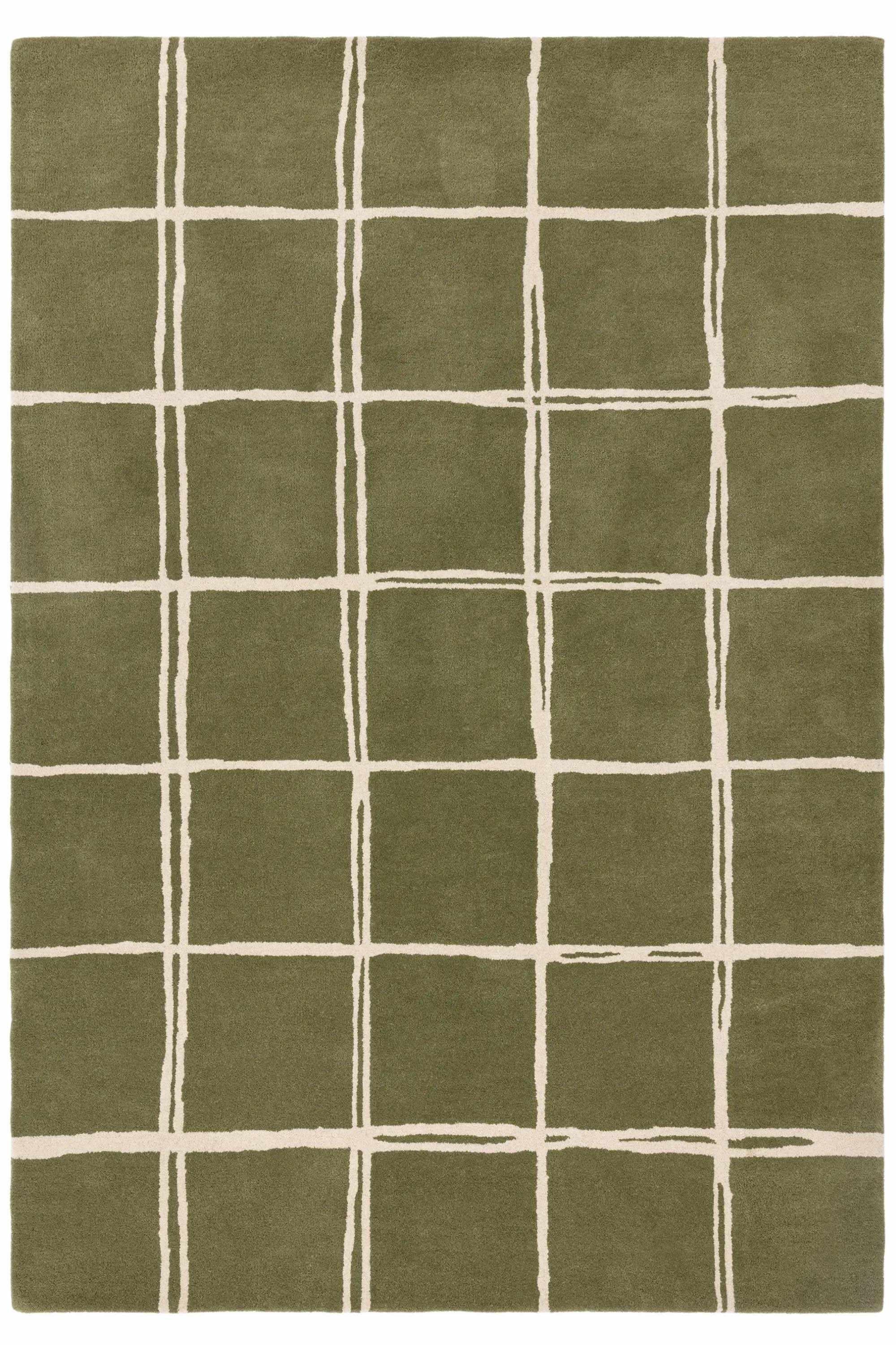 Green rug with minimal geometric pattern