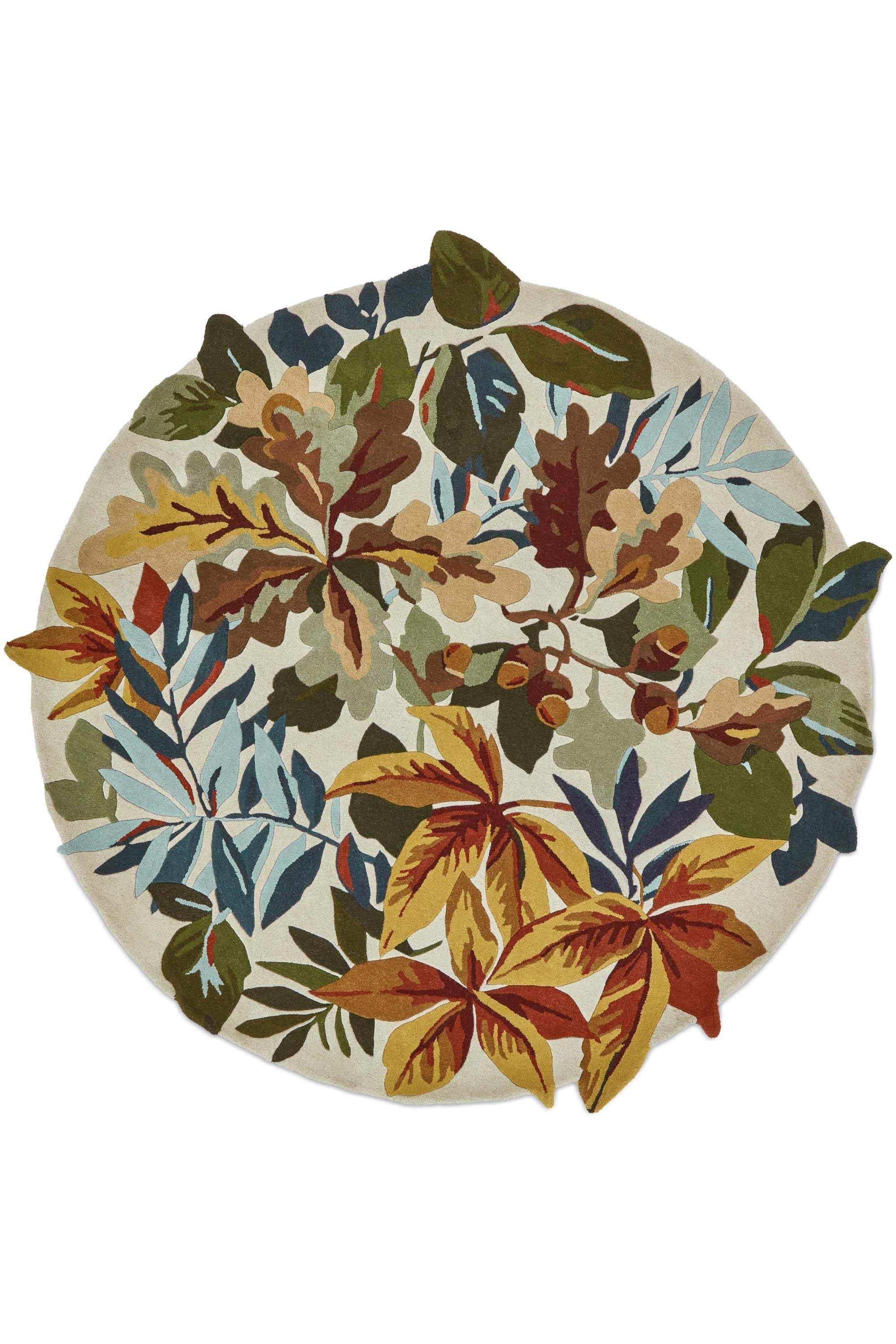 Circle floral rug with extruding pattern in neutral tones
