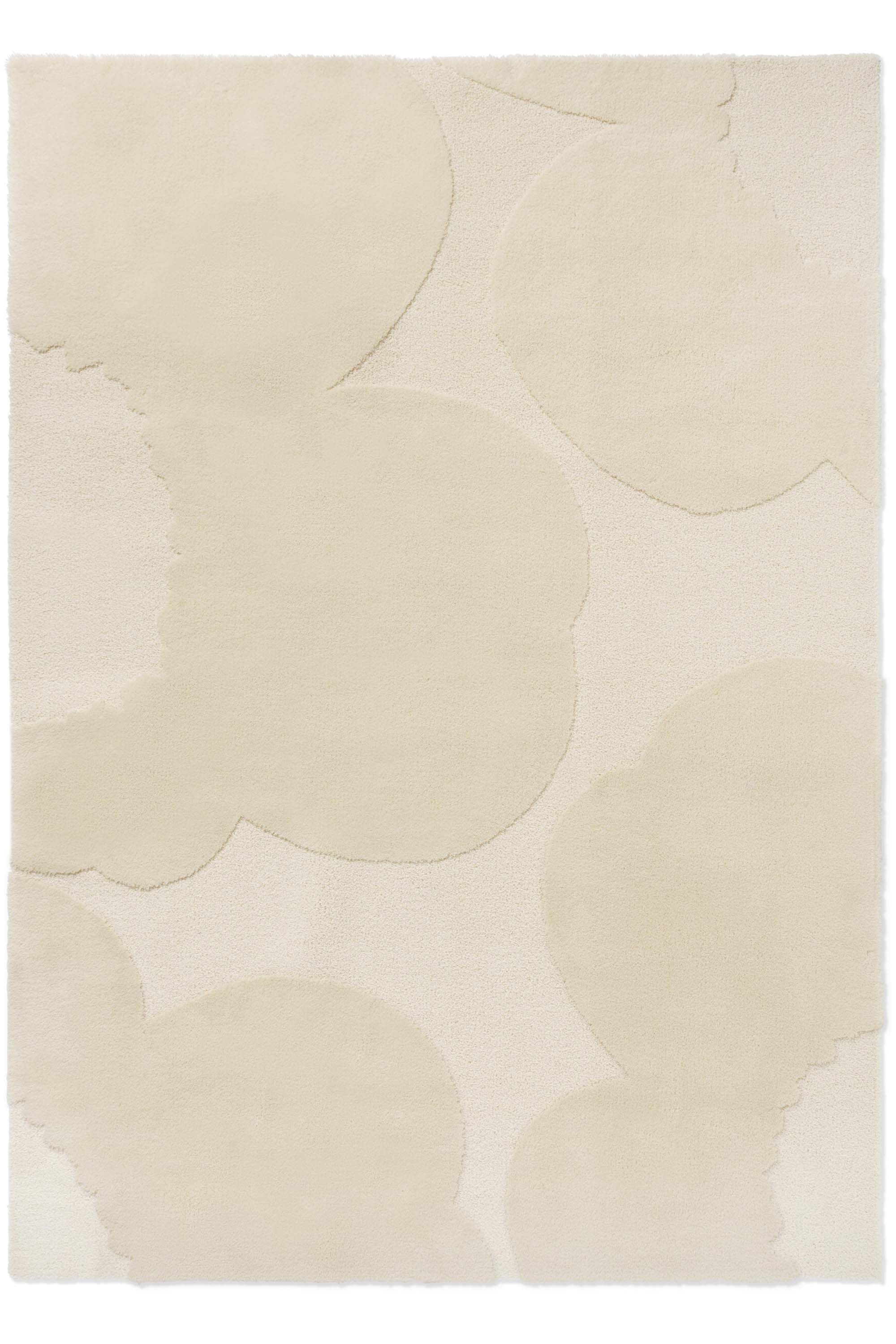 Plain rug with cream floral pattern