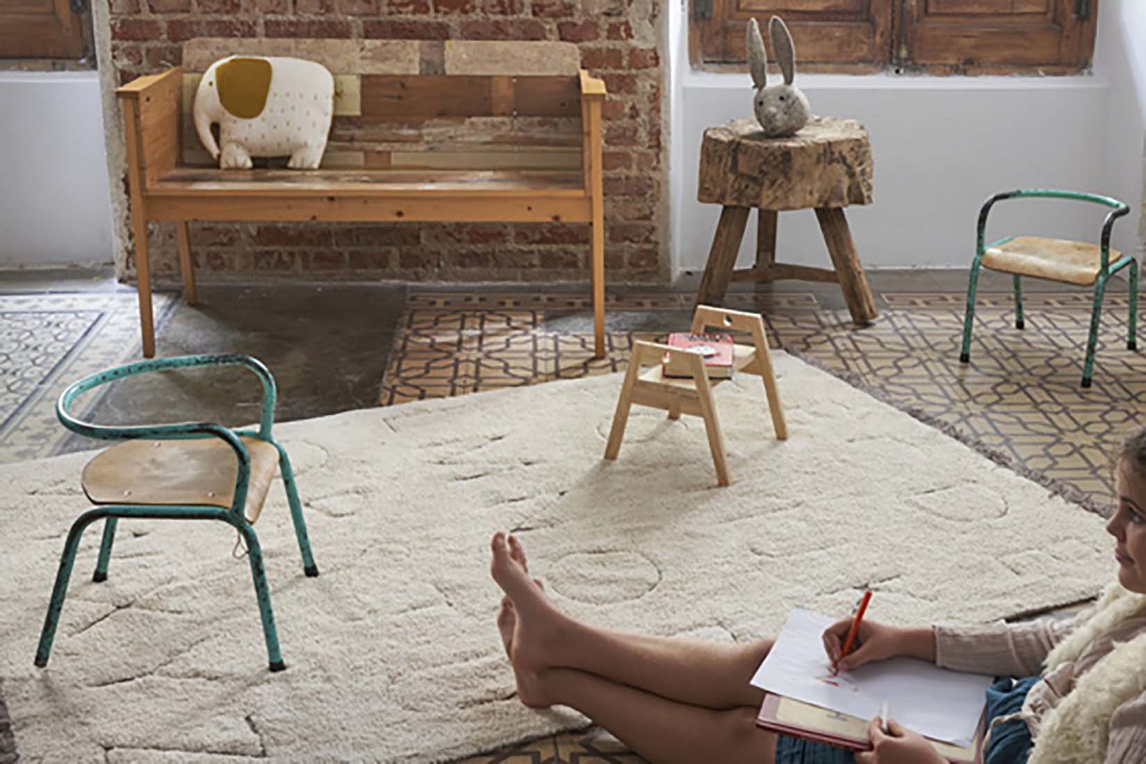 natural abc print childrens rug