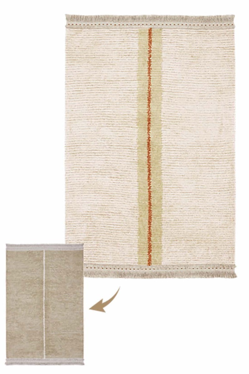 reversible textured rug in beige and sage