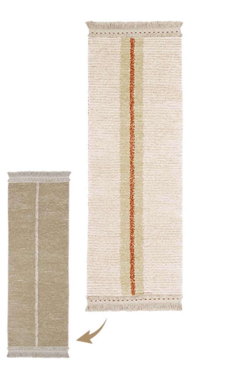 reversible textured runner in beige and sage