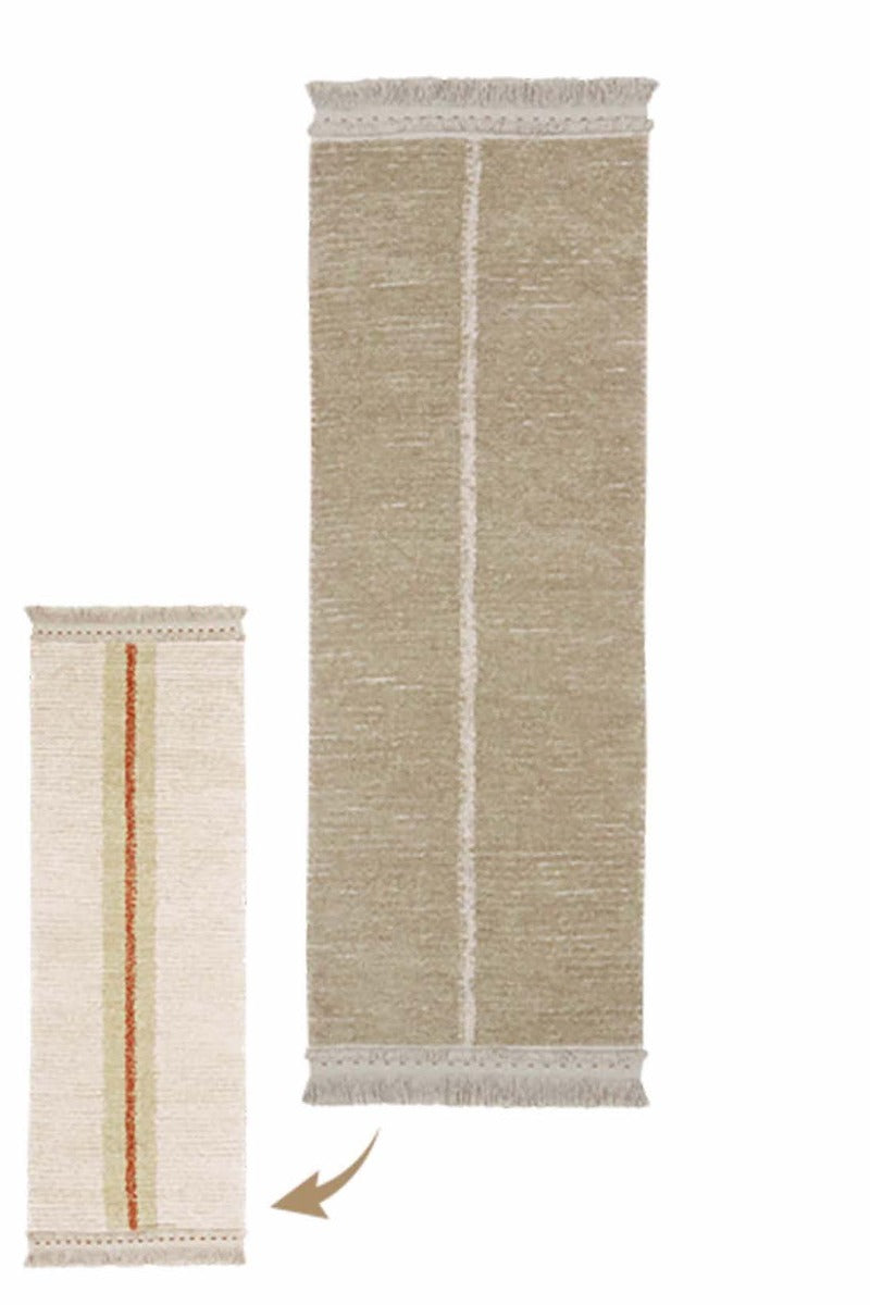 reversible textured runner in beige and sage