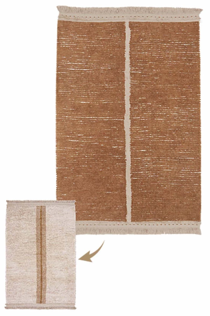 reversible textured rug in beige and brown