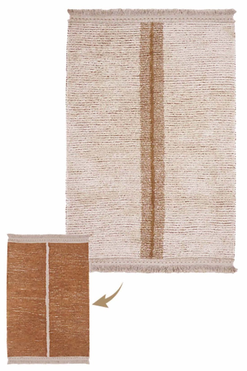 reversible textured rug in beige and brown