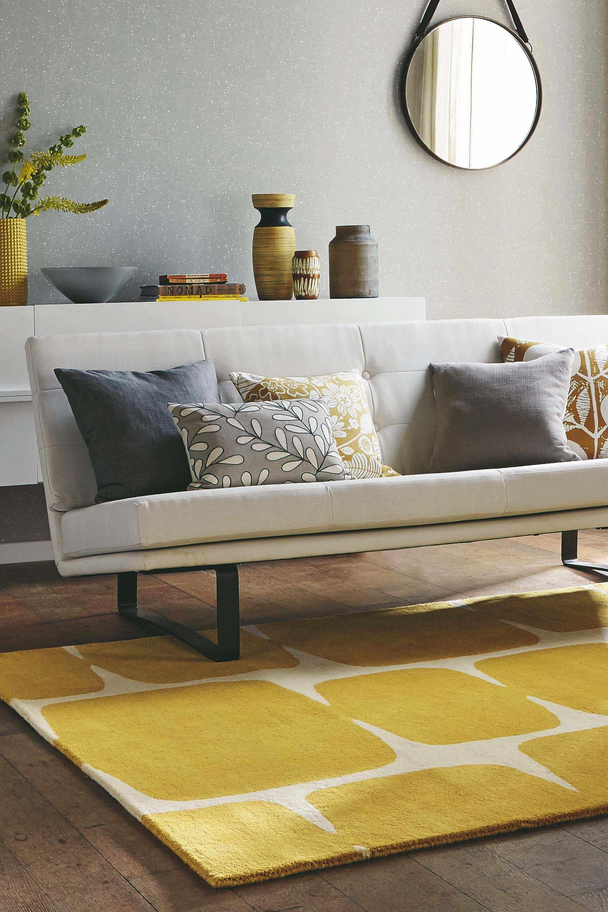 Abstract yellow and cream rug
