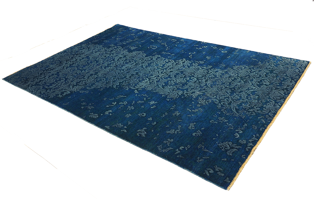 Authentic oriental rug with a damask pattern in beige