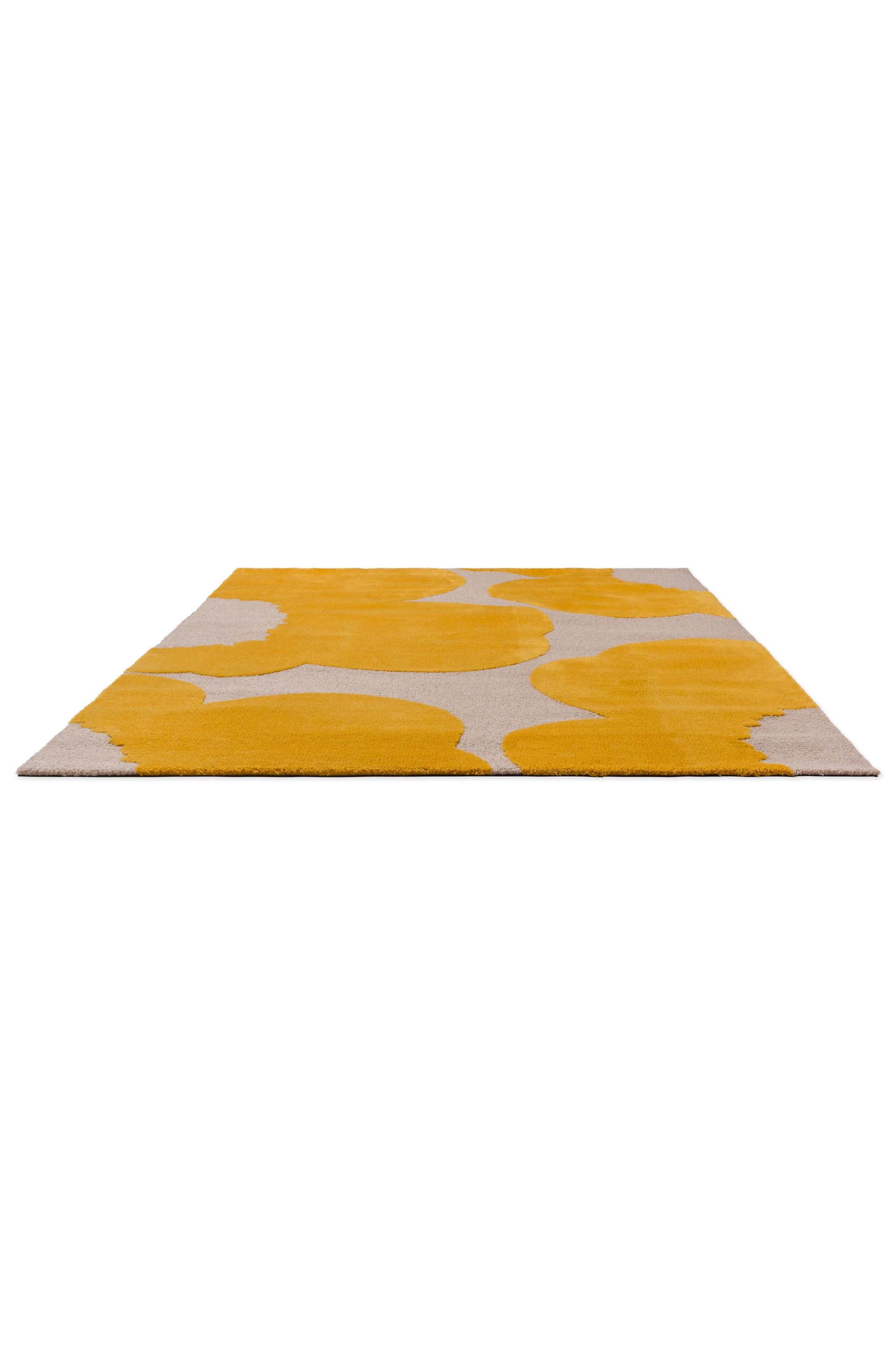 Plain rug with yellow floral pattern