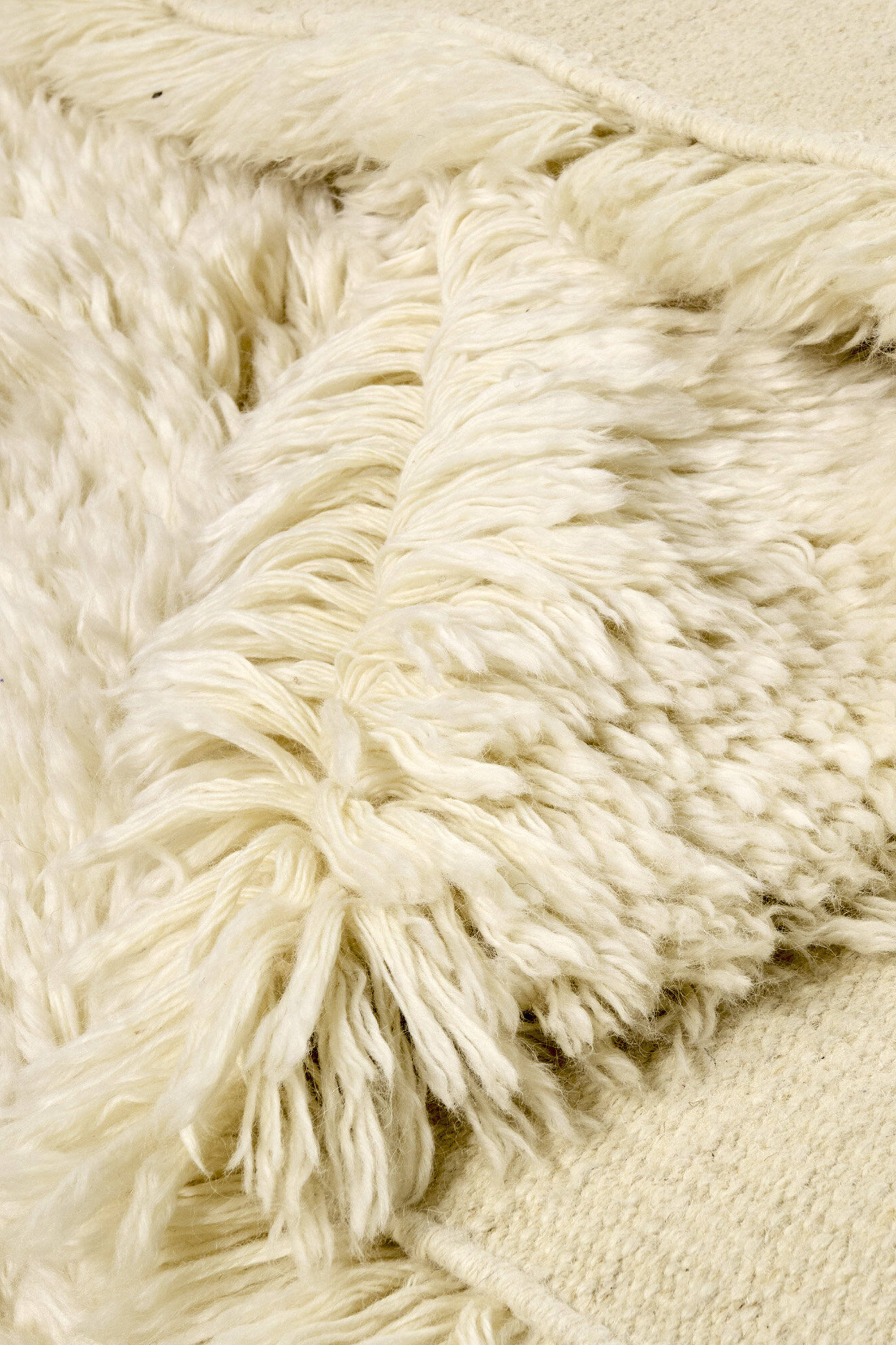 cream wool shagpile rug