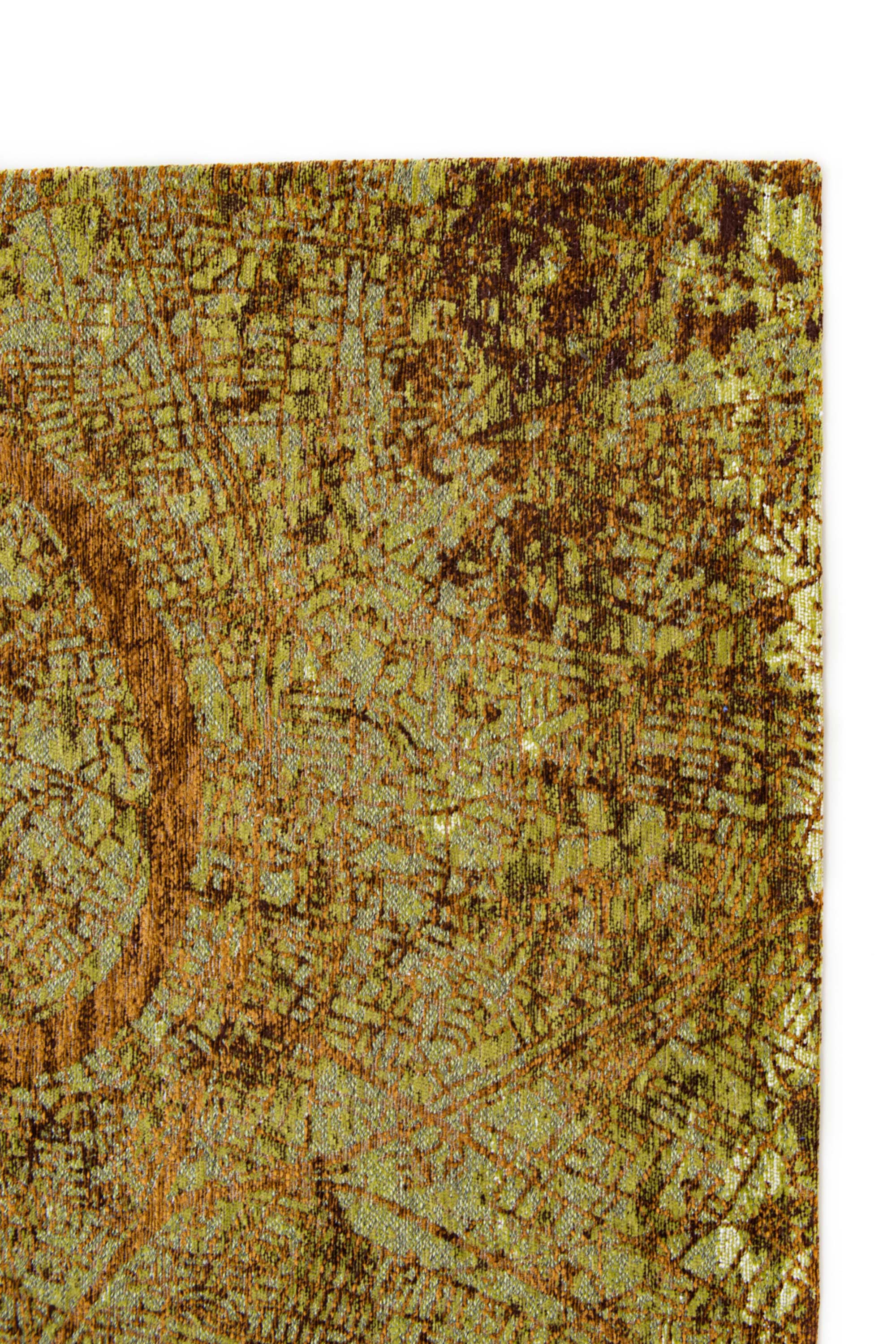 Green abstract rug with a pattern inspired by the map of London