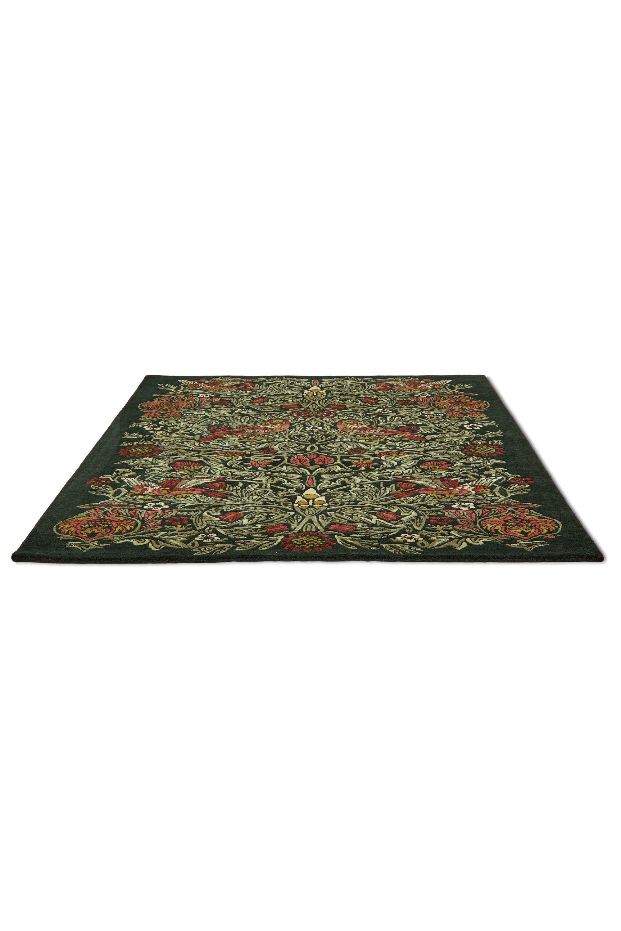 Green floral abstract rug