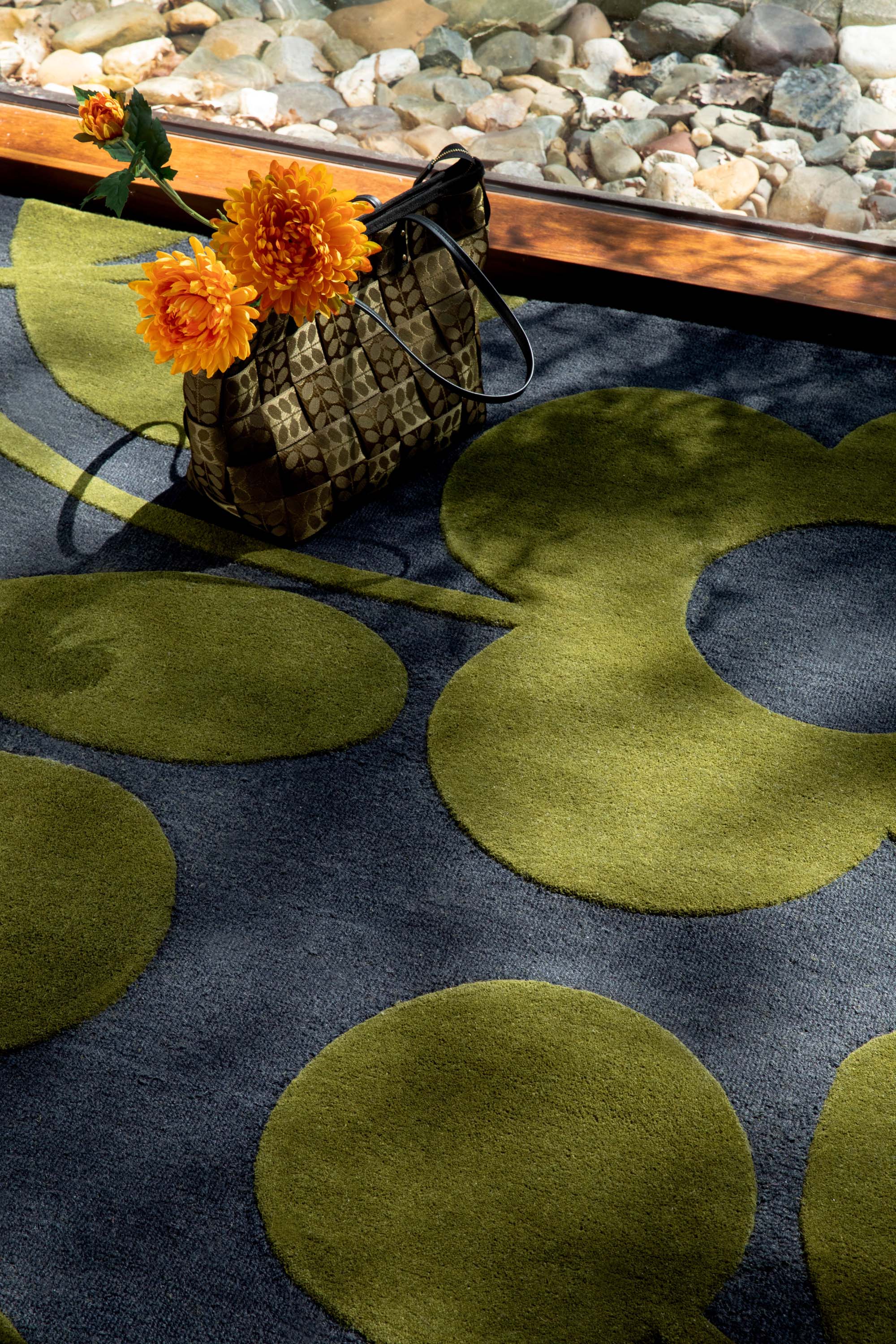 Modern green floral rug