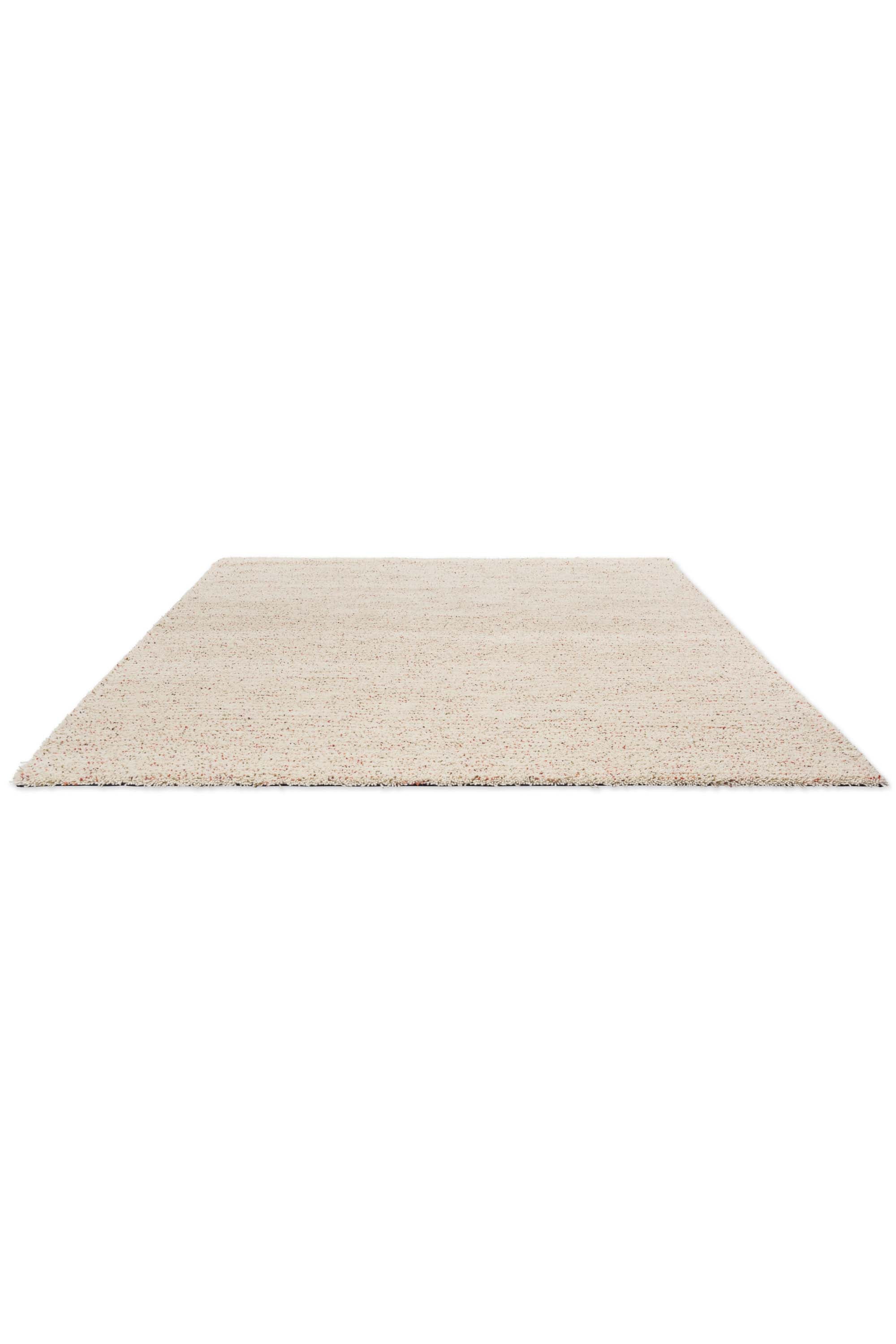 Plain textured rug with cream and multicolour pile