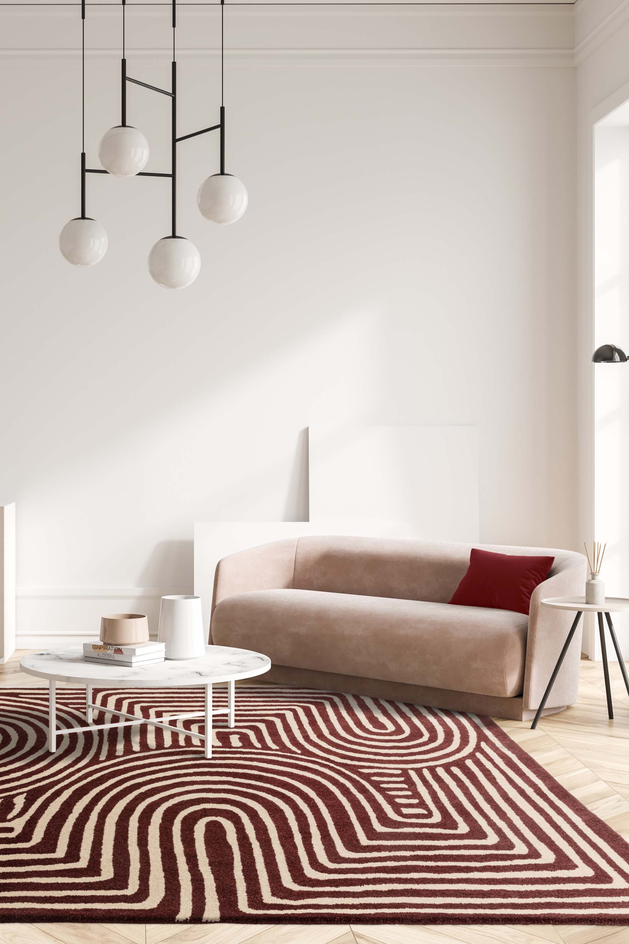 Geometric wool rug featuring a multicolour pattern