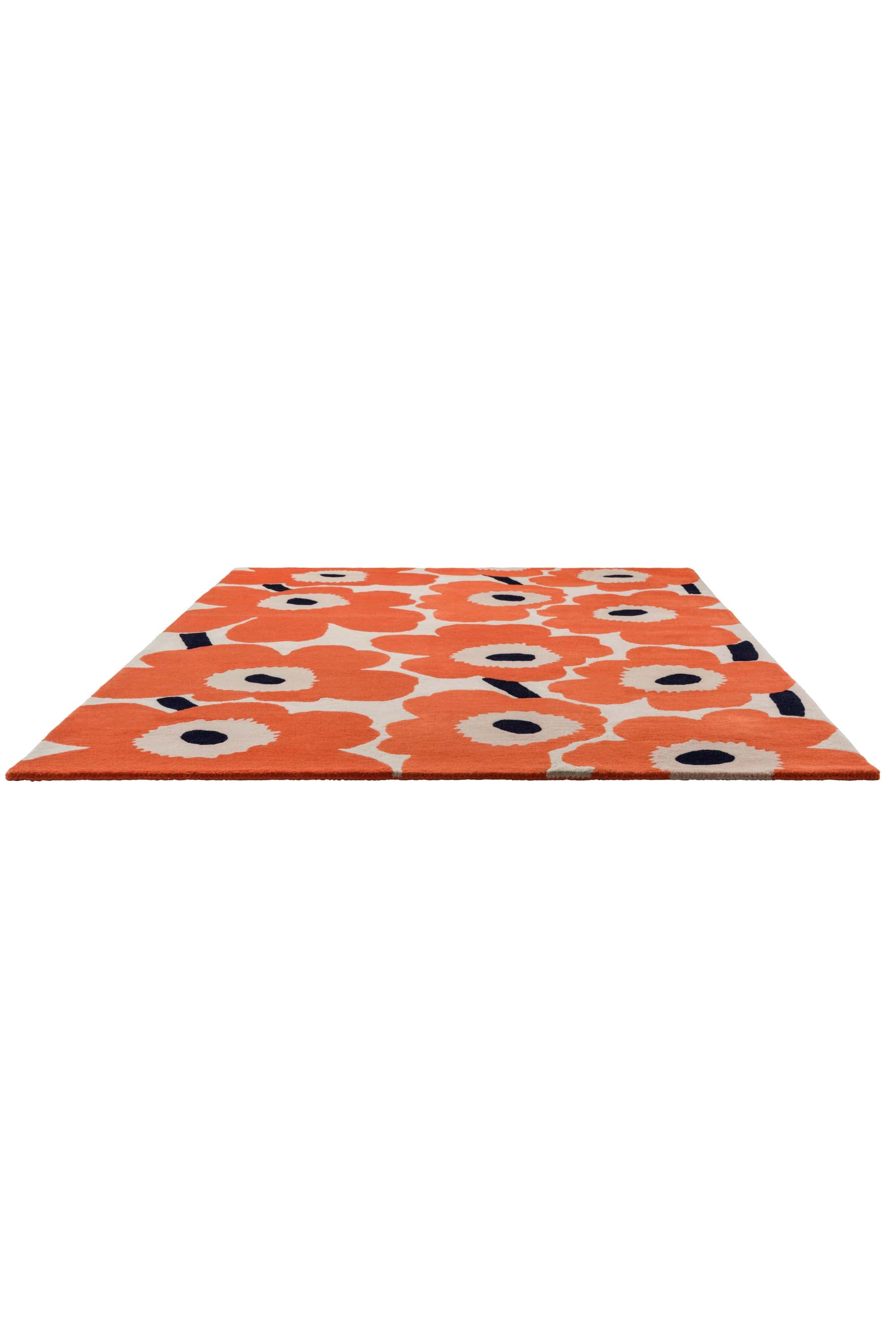 Orange patterned floral rug 