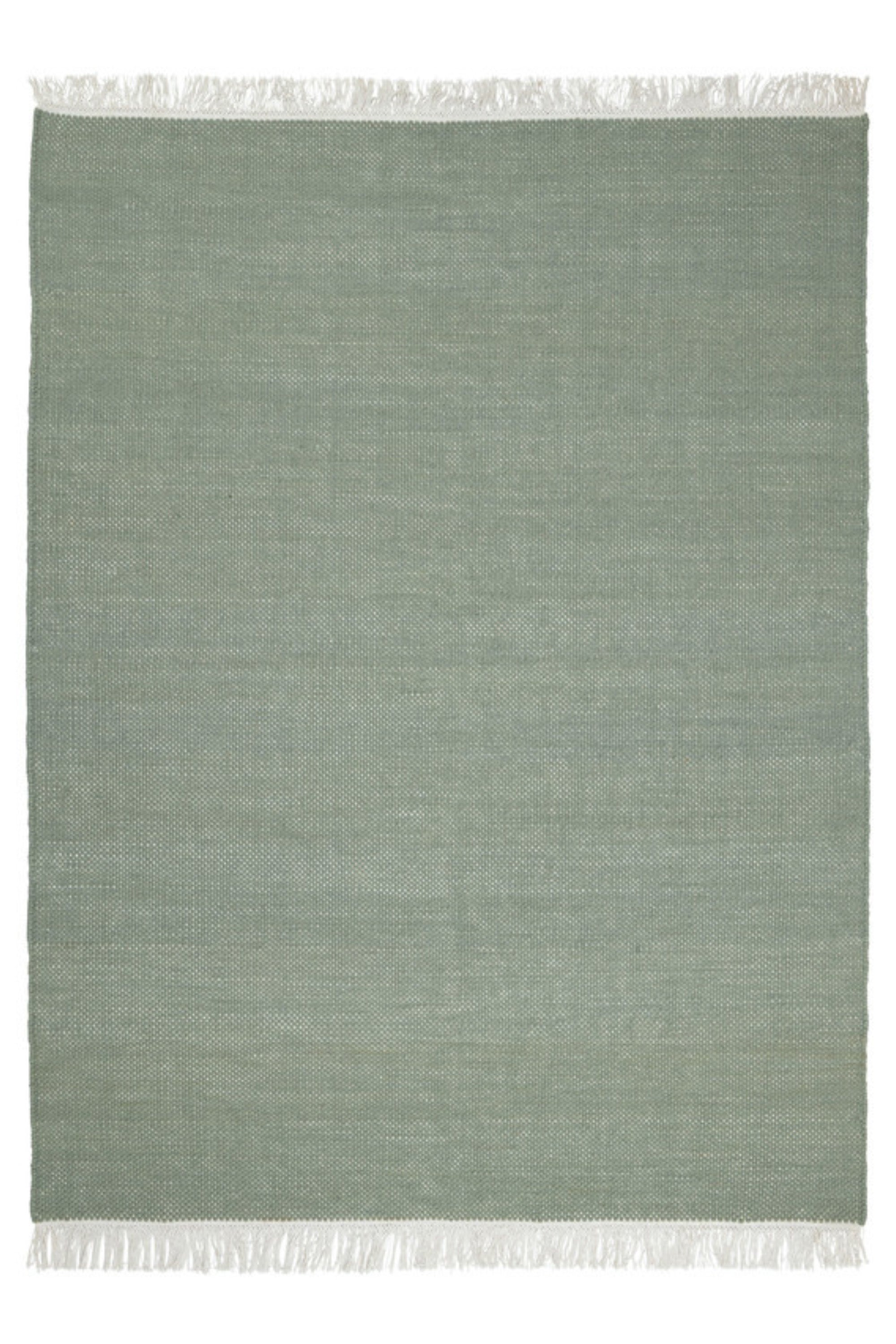 Woven green wool/viscose rug