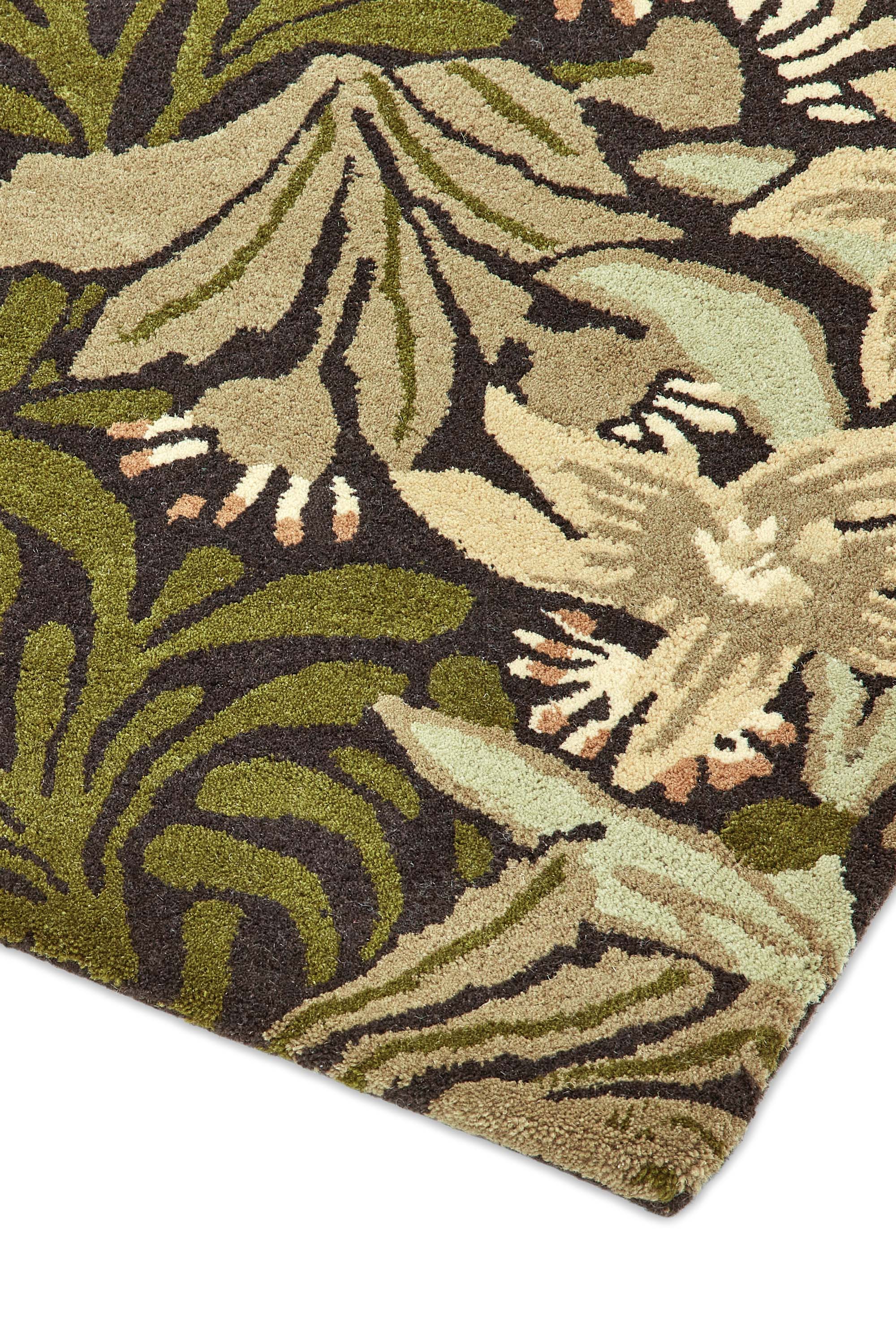 Green floral abstract rug
