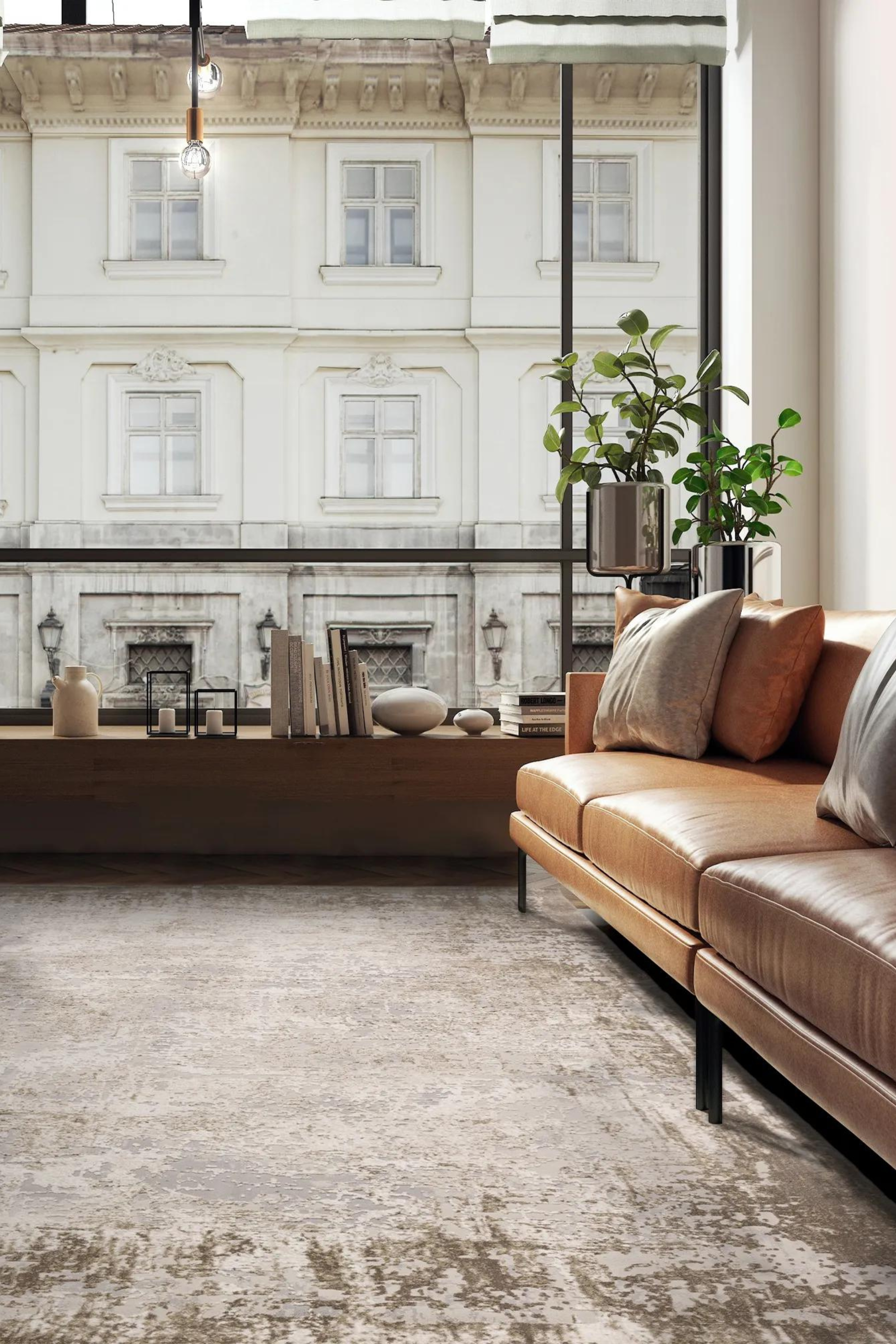 Modern flatweave rug with abstract beige design