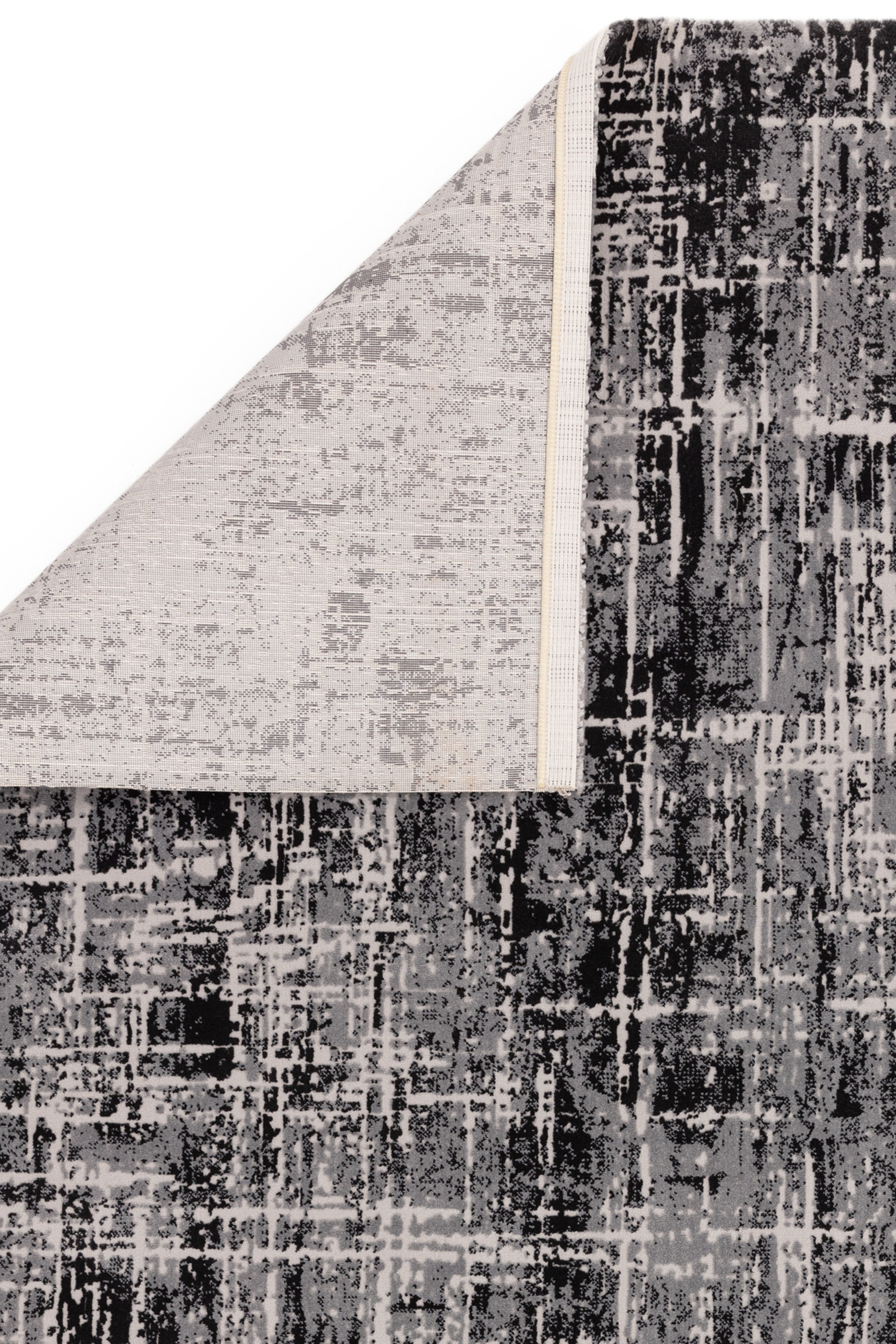 Modern flatweave rug with abstract black design