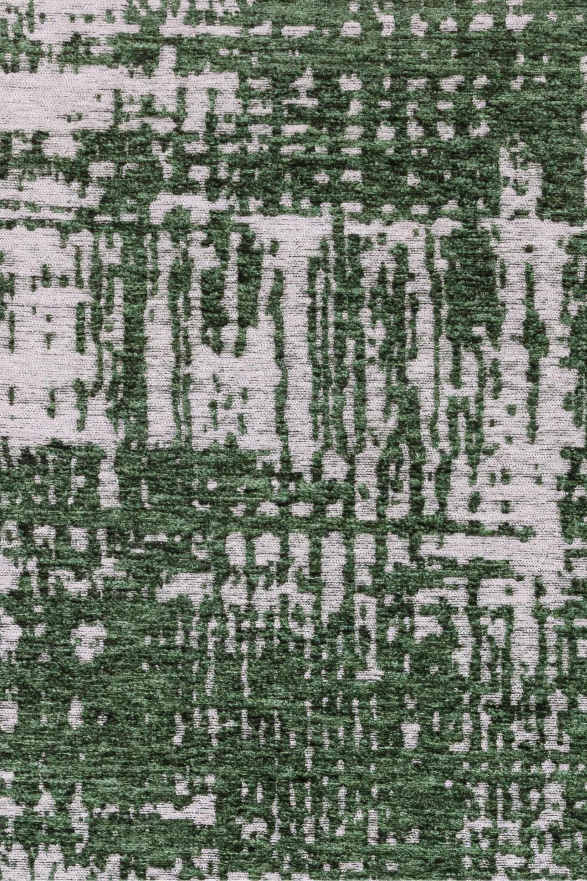 Modern green flatweave rug with abstract pattern