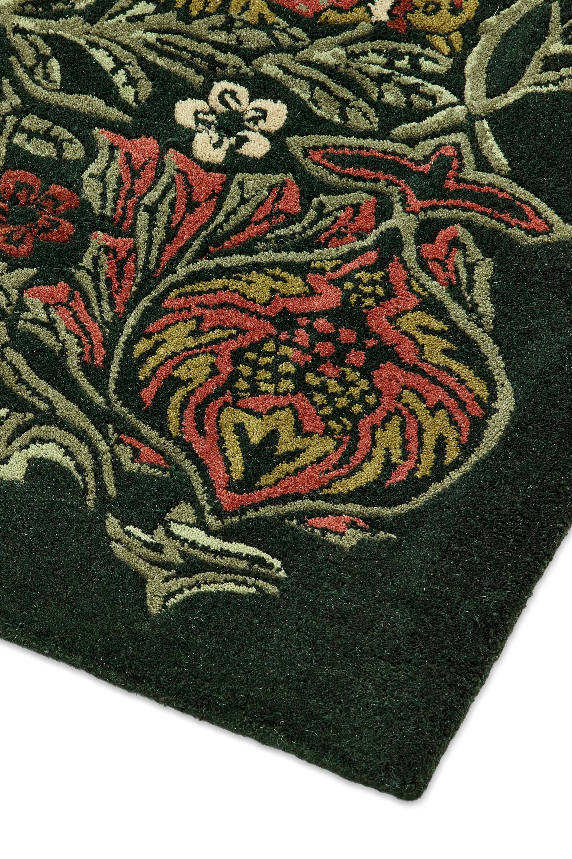 Green floral abstract rug