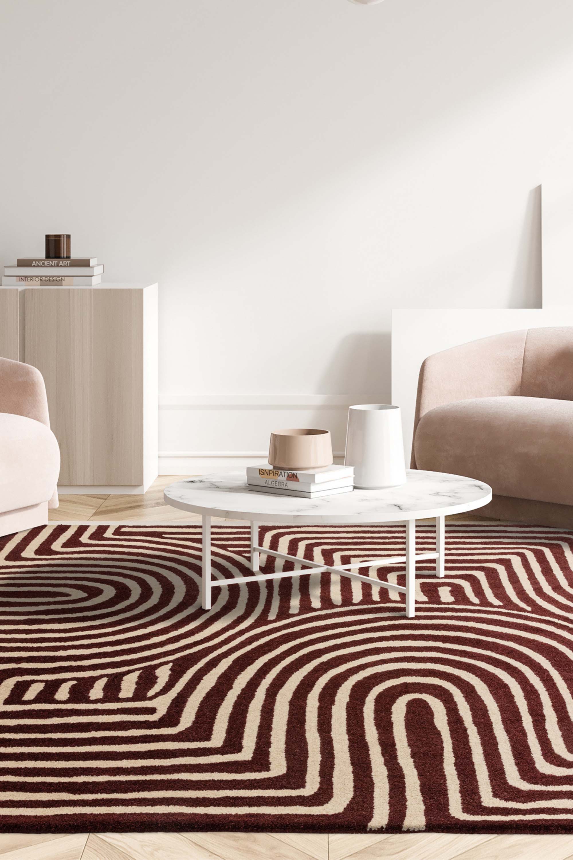 Geometric wool rug featuring a multicolour pattern